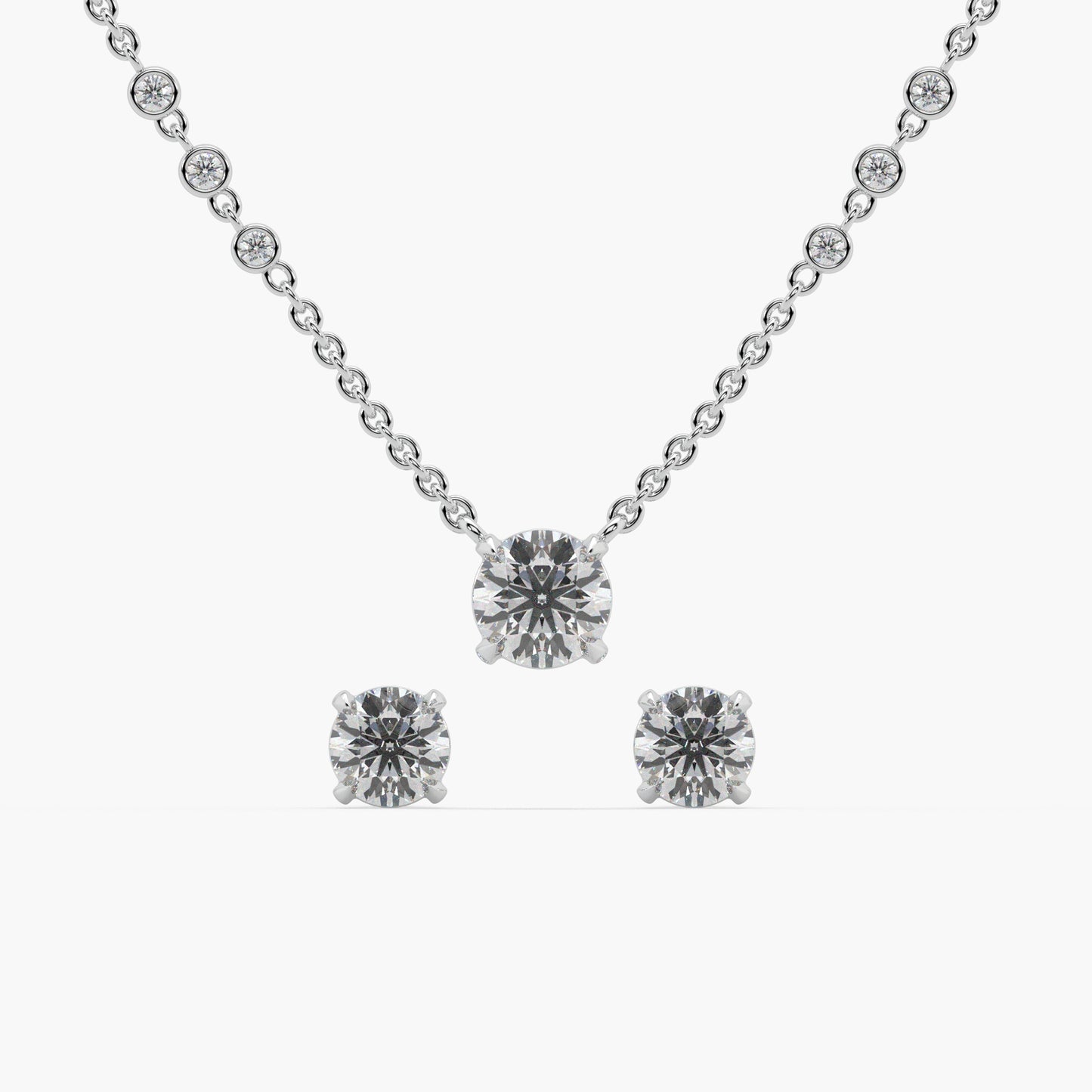 Guru Jewel's Round Solitaire Studded Devastating Silver Pendant Set For Her
