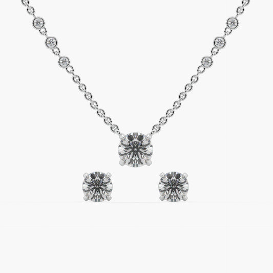 Guru Jewel's Round Solitaire Studded Devastating Silver Pendant Set For Her