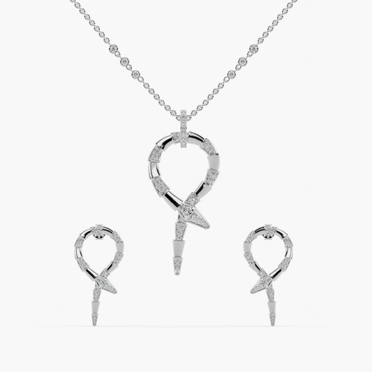 Guru Jewel's Alluring Diamond Studded Silver Pendant Set For Her