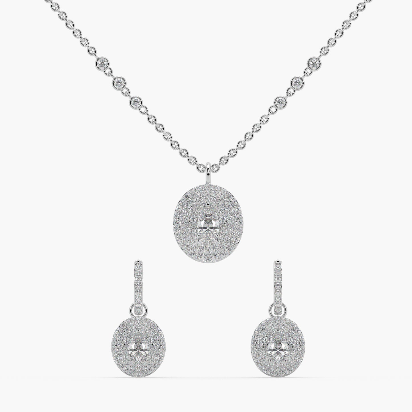 Guru Jewel's Fabulous Fancy Shaped Solitaire Studded Silver Pendant Set For Her