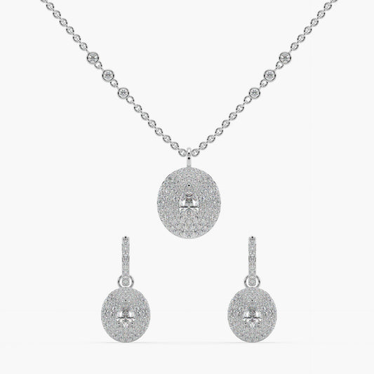 Guru Jewel's Fabulous Fancy Shaped Solitaire Studded Silver Pendant Set For Her