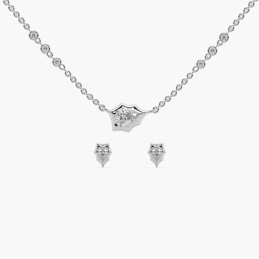 Guru Jewel's Fabulous Fancy Shaped Diamond Studded Silver Pendant Set For Her
