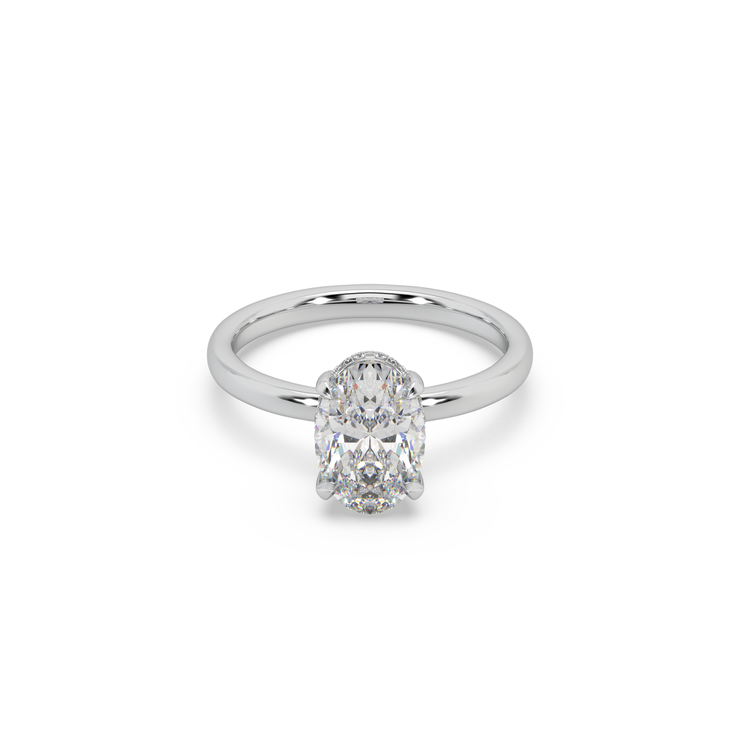 Exclusive 925 Silver 3.42 CT Owal Diamond Studded Ladies Ring For Her