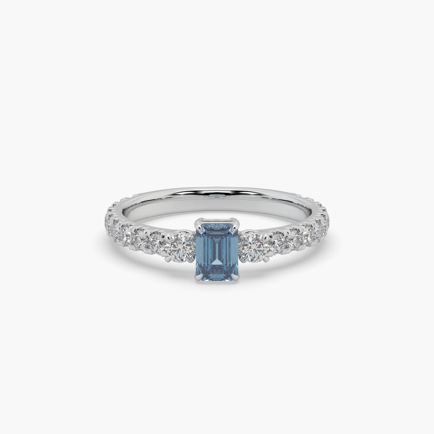 Guru Jewel's Blue Sapphire And Round Diamond Studded Exclusive Silver Ring For Her