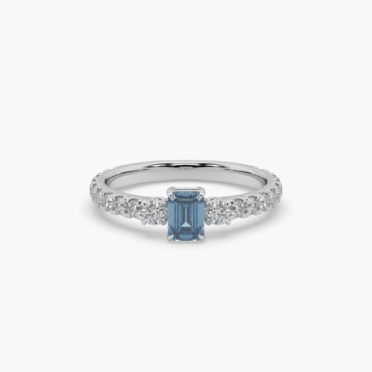 Guru Jewel's Blue Sapphire And Round Diamond Studded Exclusive Silver Ring For Her
