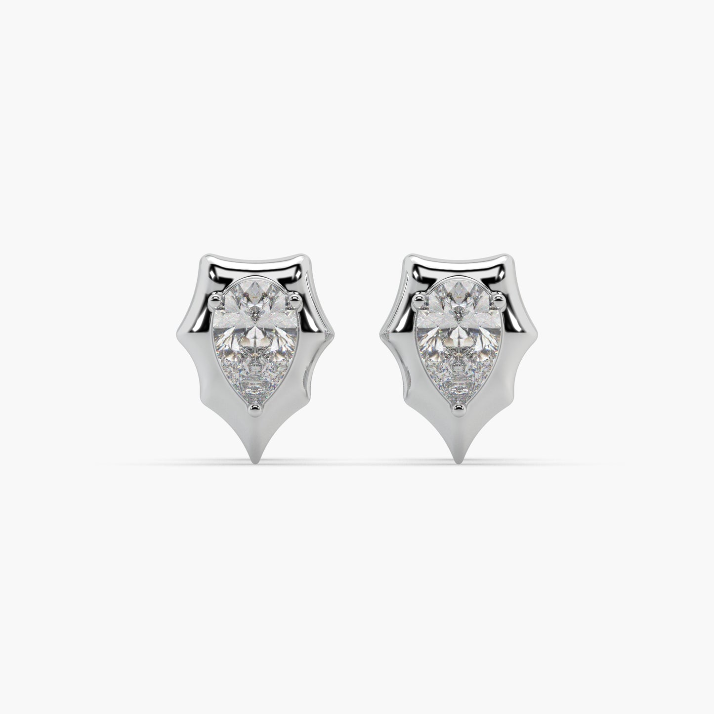 Guru Jewel's Pear Shaped Solitaire Diamond Studded In Silver Earrings For Her