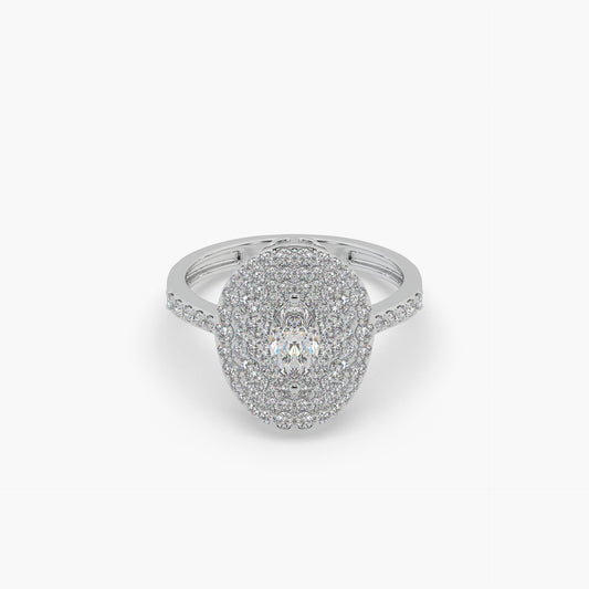Guru Jewel's Round And Fancy Marquise Diamond Studded Silver Ring For Her
