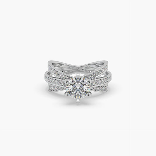 Guru Jewel's Round Solitaire Studded Impressive Silver Ring For Her