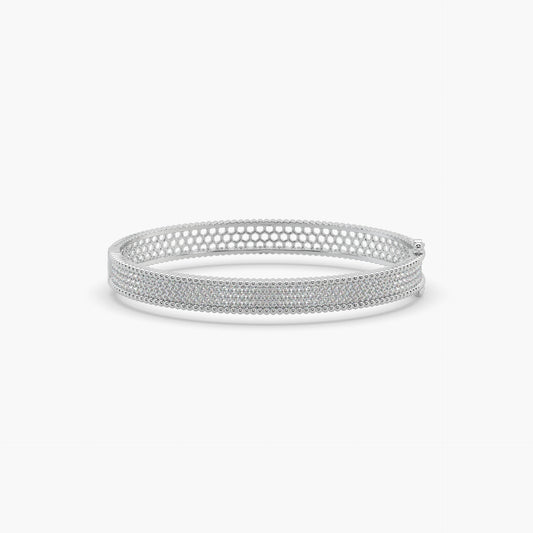 Guru Jewel's Round Diamond Studded Exclusive Silver Bracelet For Her