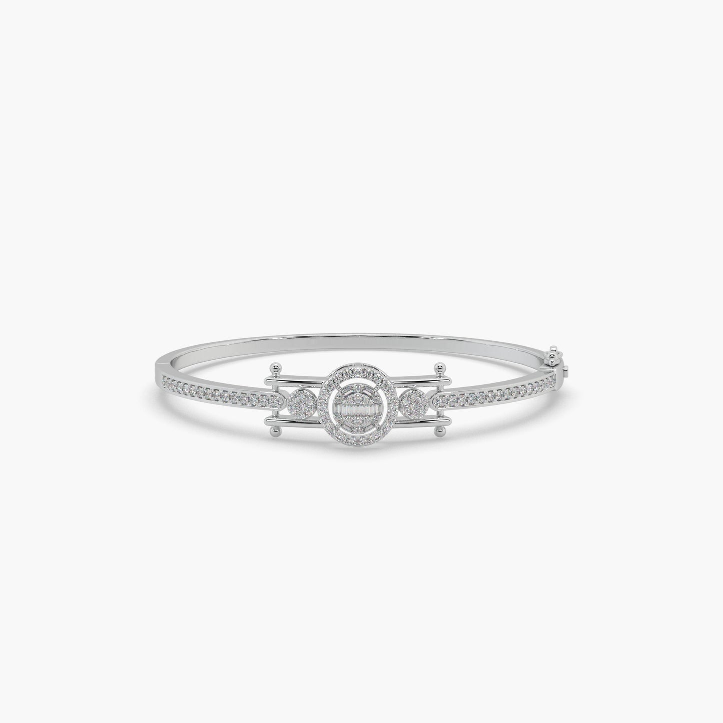 Guru Jewel's Round And Baguette Studded Attractive Silver Bracelet For Her