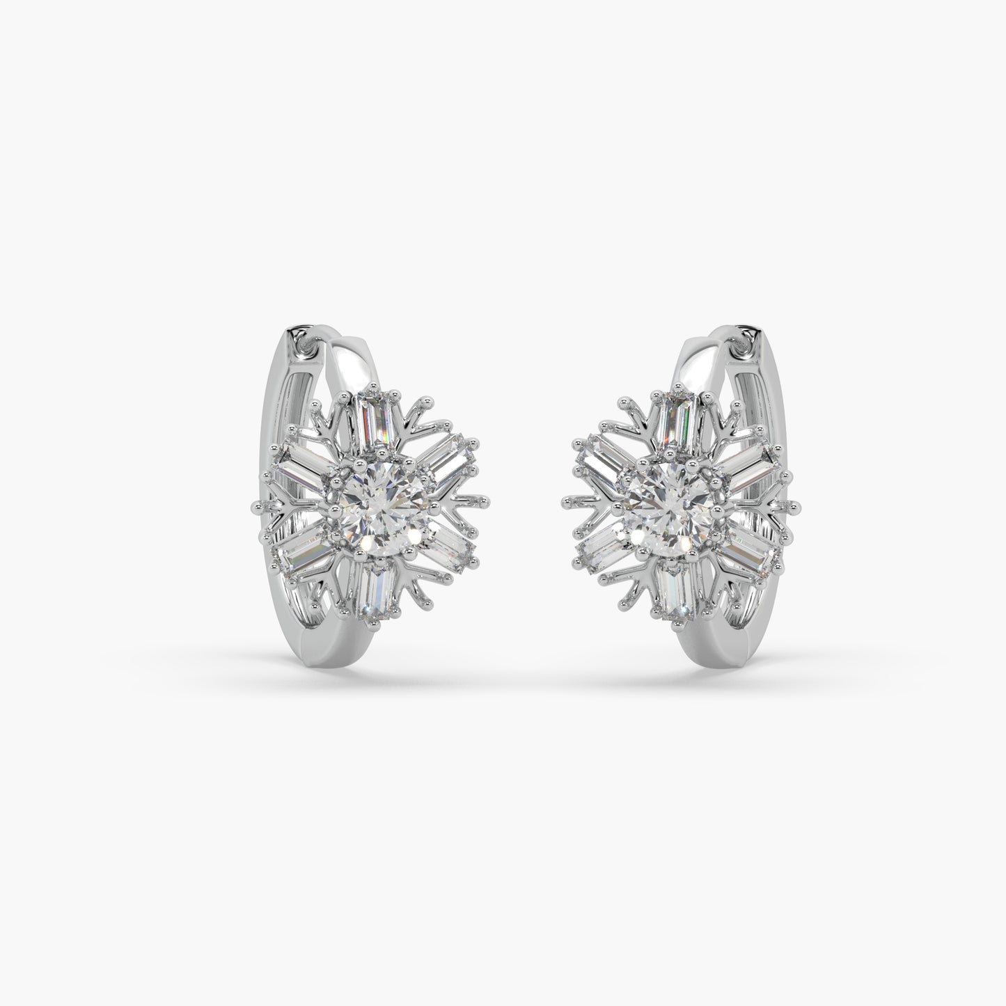 Guru Jewel's Round And Buagget Diamond Studded Bali Silver Earrings For Her