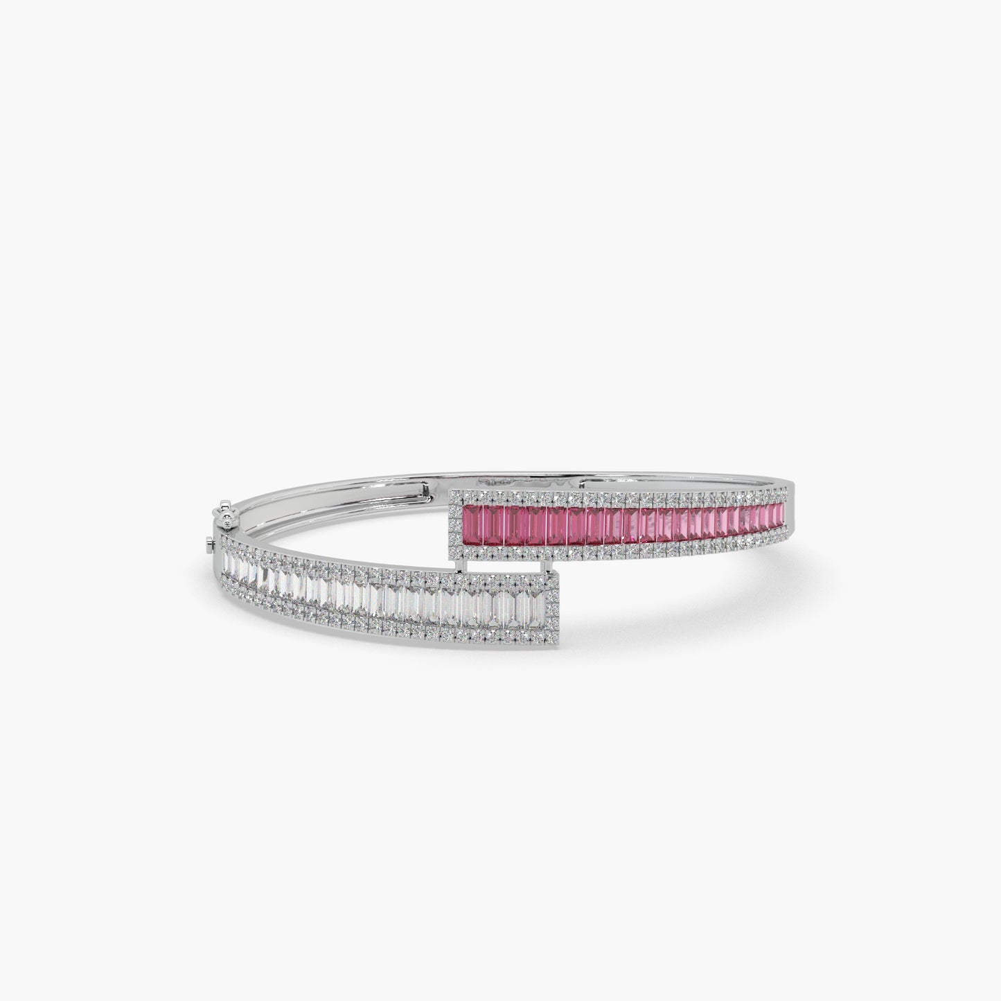 Guru Jewel's Round And Baguette Diamond Studded Fascinating Silver Bracelet For Her