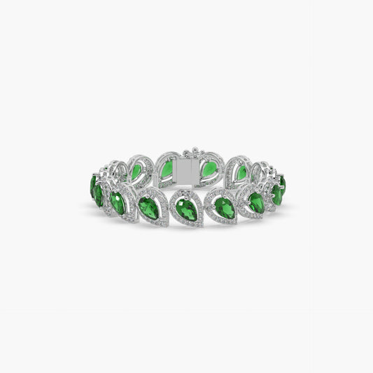 Guru Jewel's Round And Fancy Pear Diamond Studded Fascinating Silver Bracelet For Her