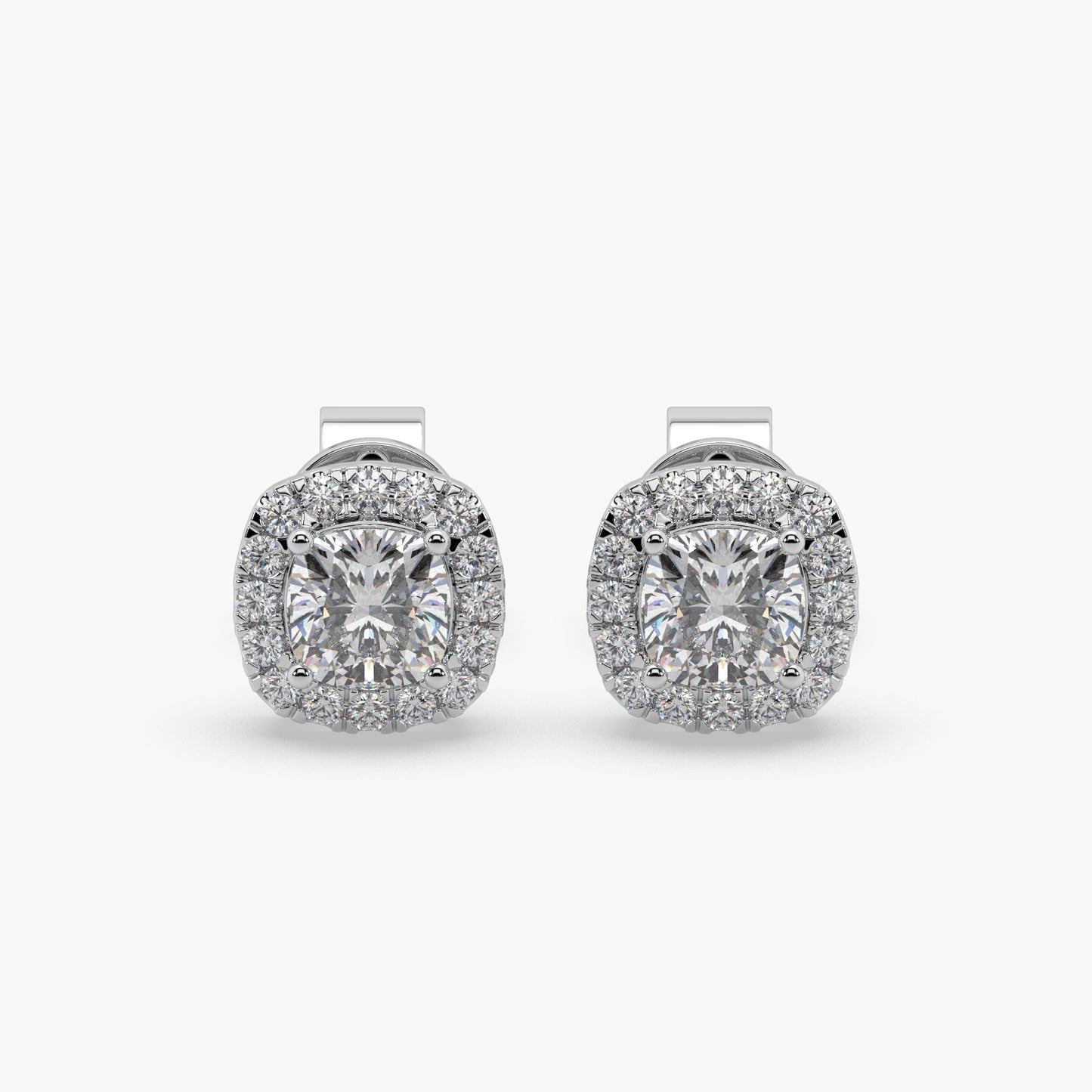 Guru Jewel's Cushion Shaped Fancy Diamond Studded Captivating Silver Earrings For Her