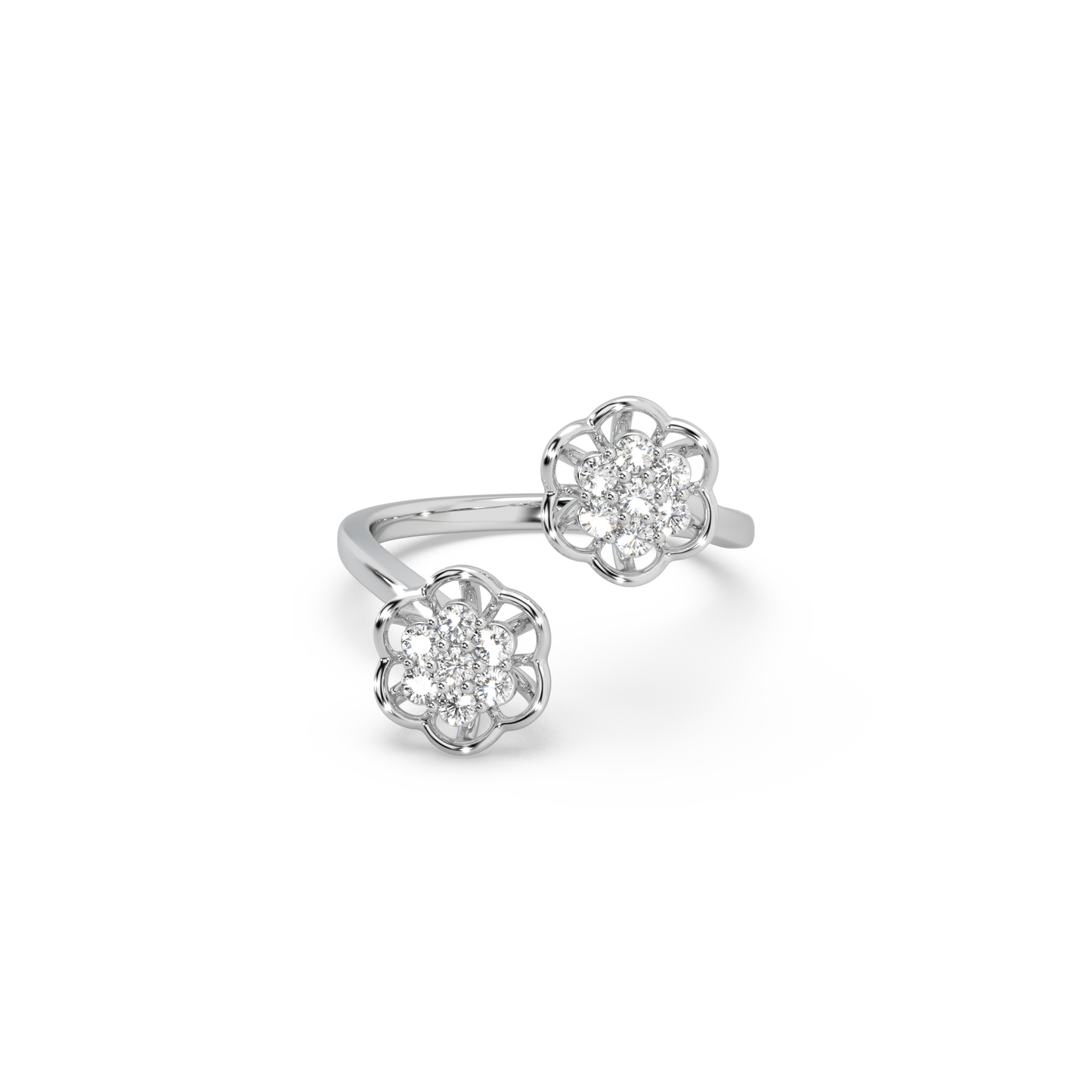 Exclusive Twin Piece 925 Silver Moissanite Studded Ladies Ring For Her