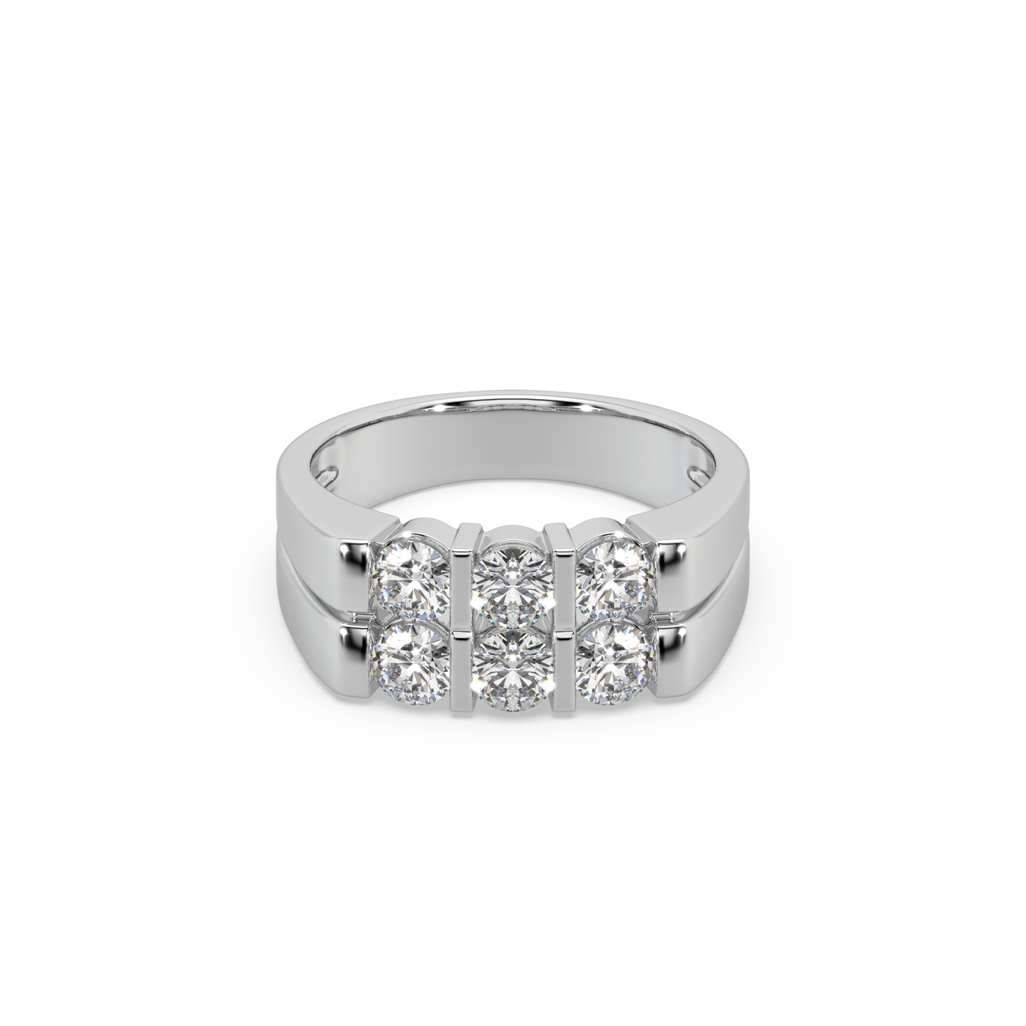 Astonishing Silver 925 Round Diamond Studded Gents Ring For Him