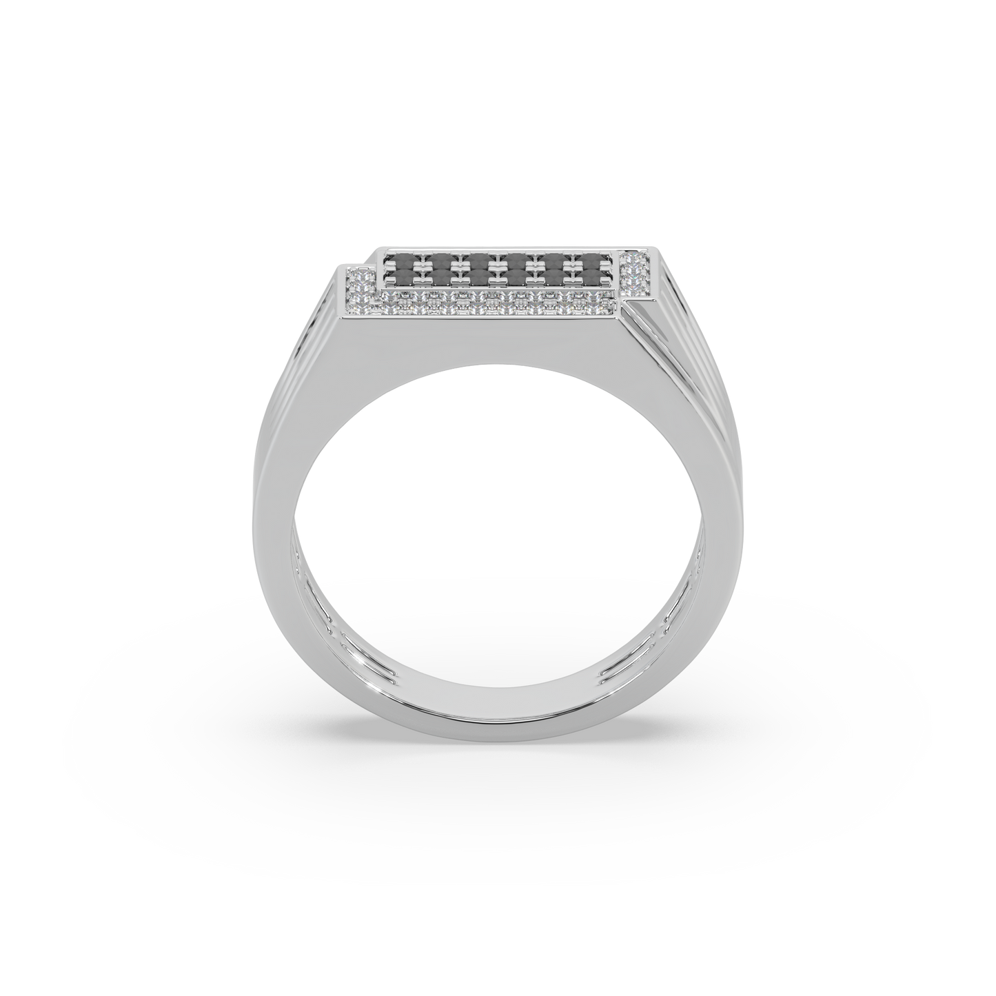 Impressive Black Diamond 925 Silver And Diamond Studded Gents Ring For Him