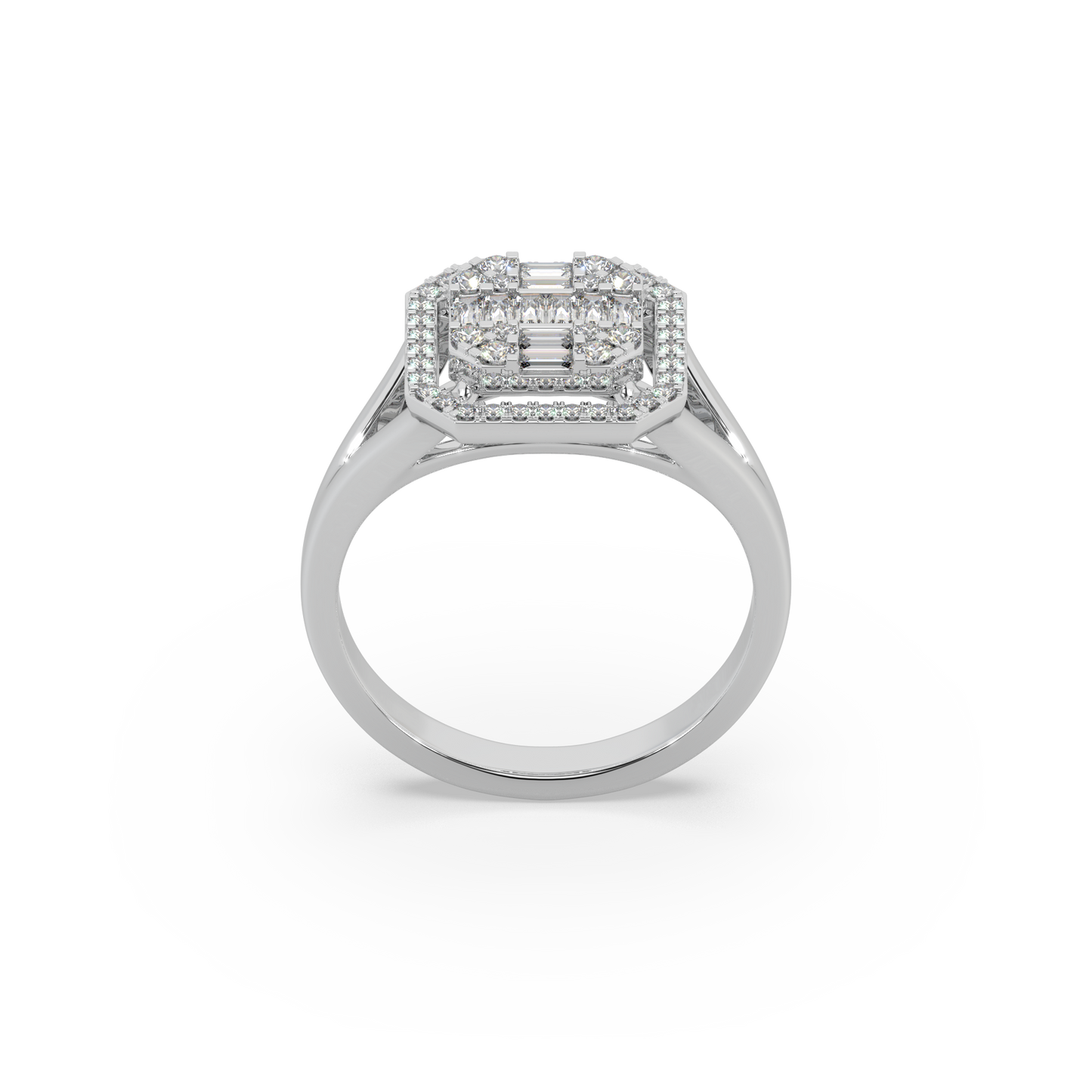 Wonderful 925 Silver And Round Diamond Studded Ladies Ring For Her