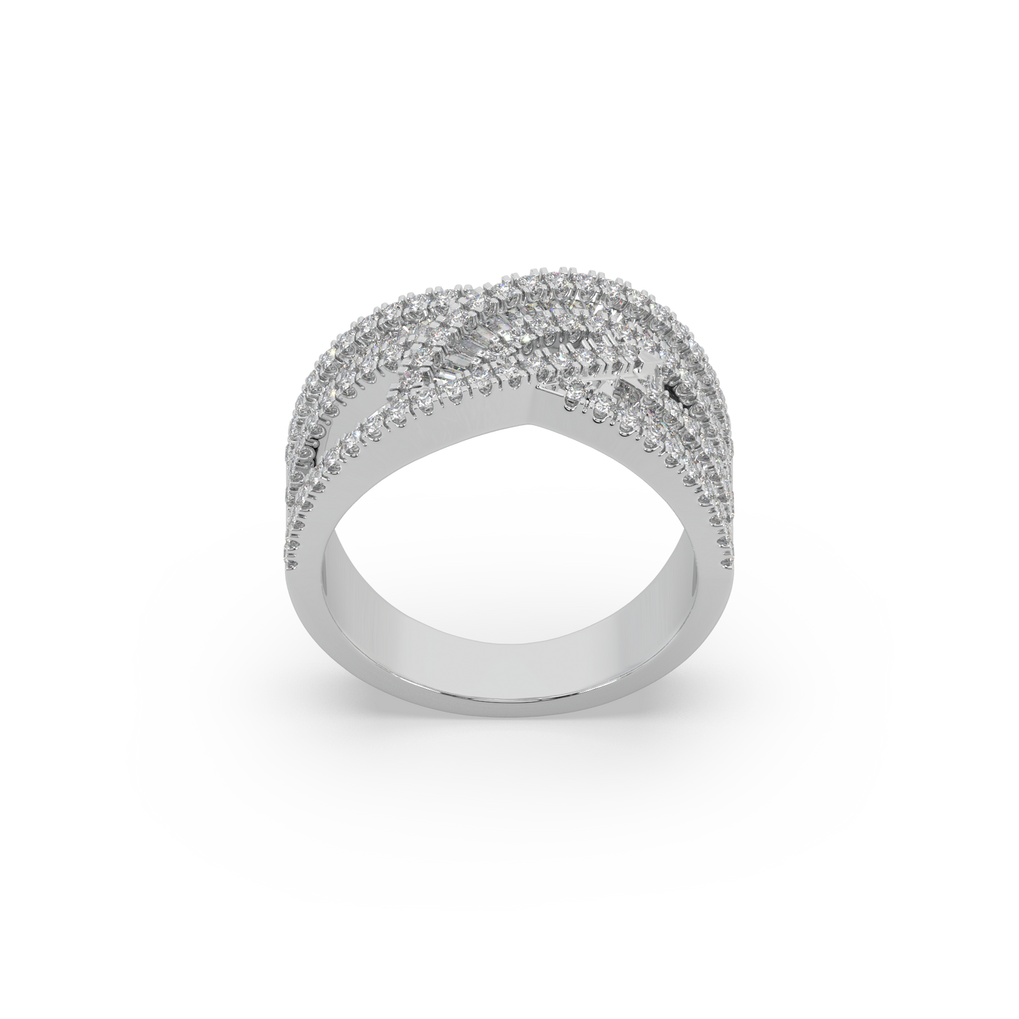 Exclusive Channel-Set Bugette 925 Silver And Diamond Studded Ladies Ring For Her