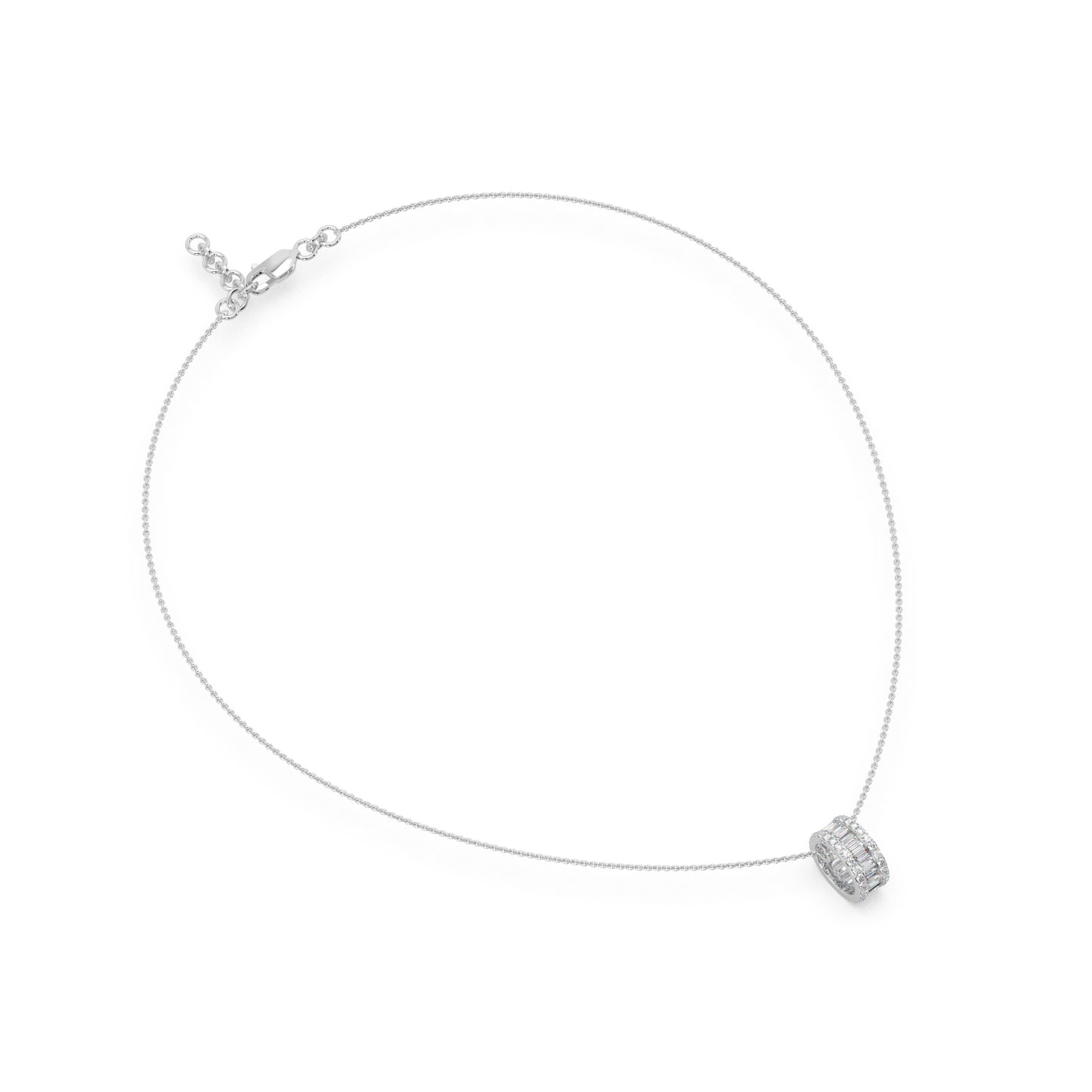 Guru Jewel's Round And Bugget Diamond Studded Beauteous Silver Pendent For Her
