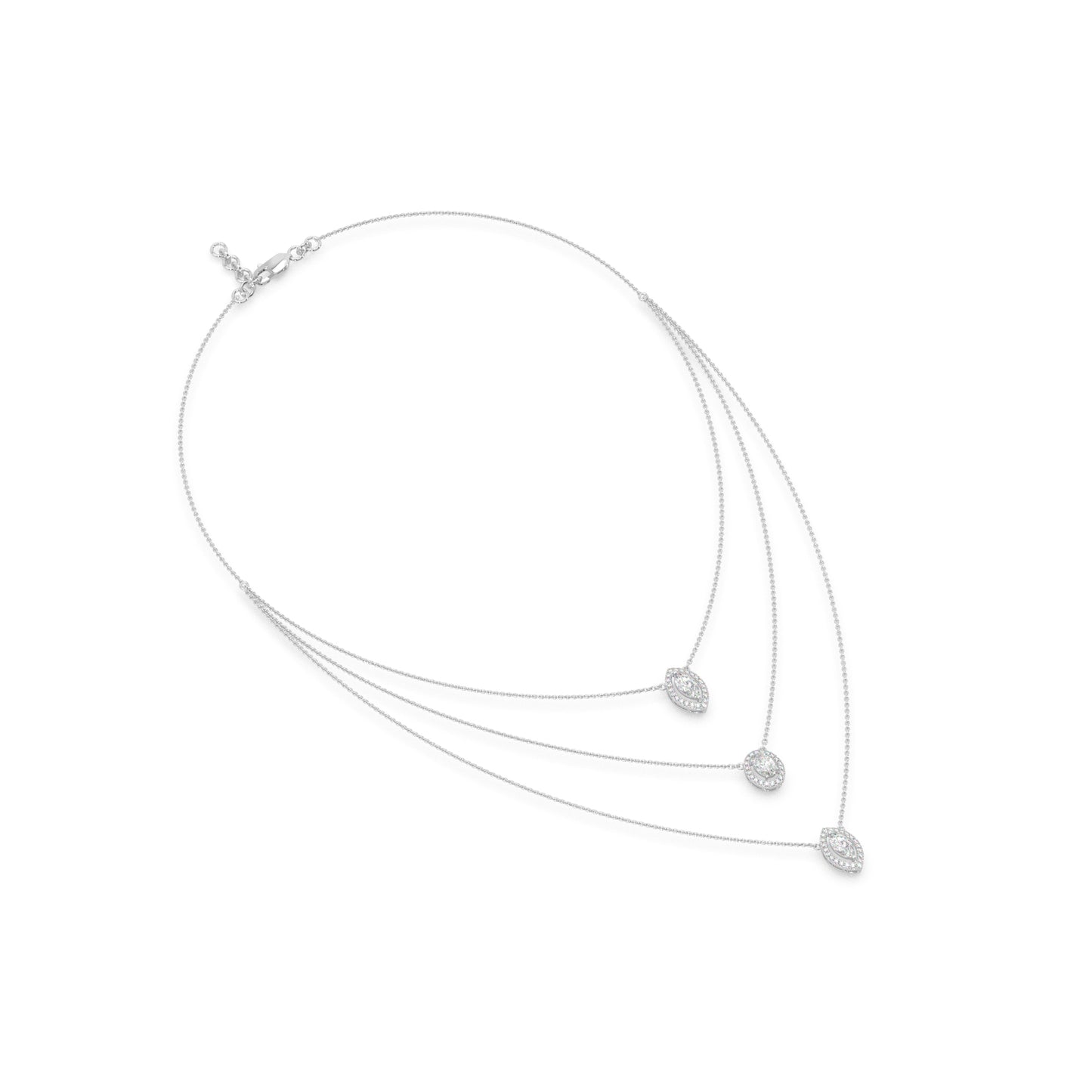 Guru Jewel's Fancy Diamond Studded Exclusive 3 Line Silver Pendent For Her
