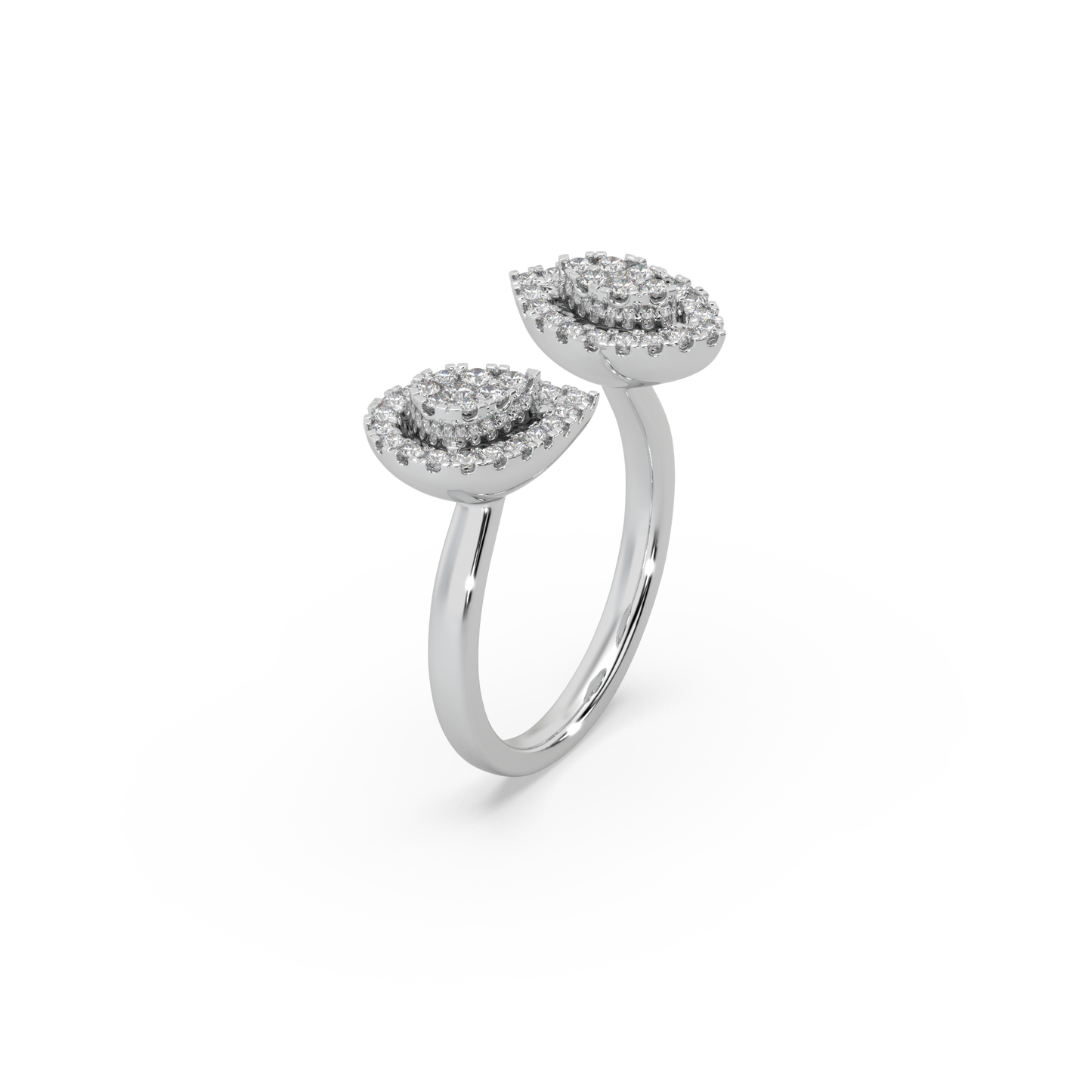 Attractive Twin Style 925 Silver And Diamond Studded Ladies Ring For Her