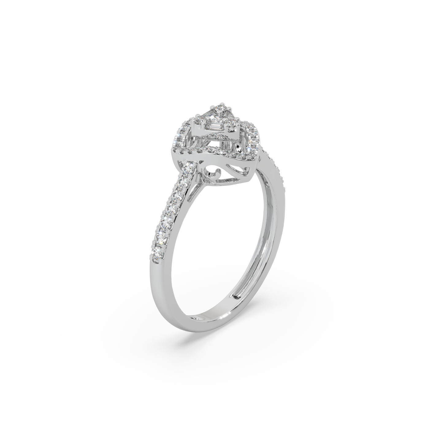 Guru Jewel's Round Diamond Studded Astonishing Silver Ring For Her