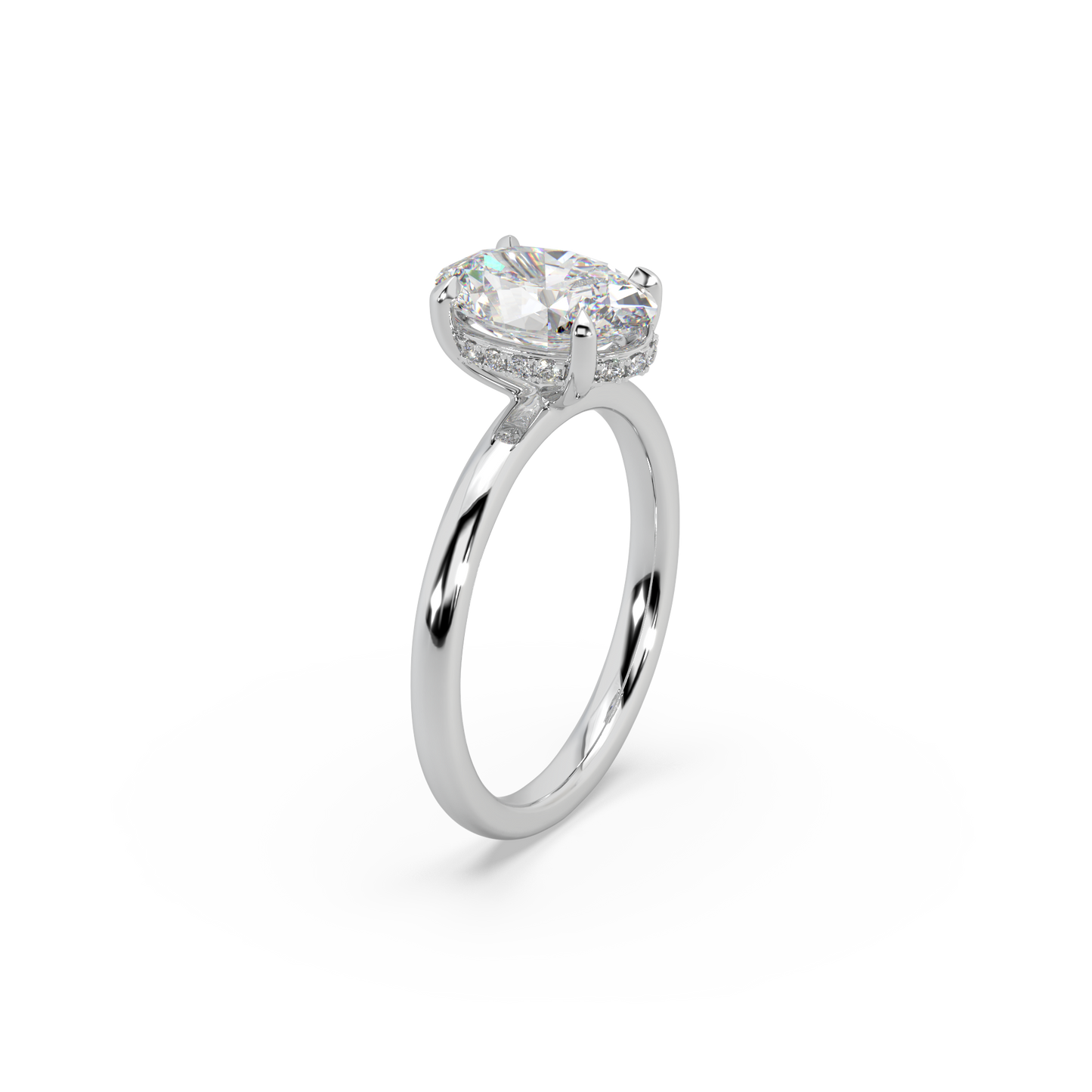 Exclusive 925 Silver 3.42 CT Owal Diamond Studded Ladies Ring For Her