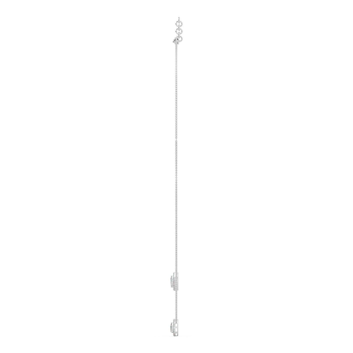 Guru Jewel's Fancy Diamond Studded Captivating Silver 2 Line Pendent For Her