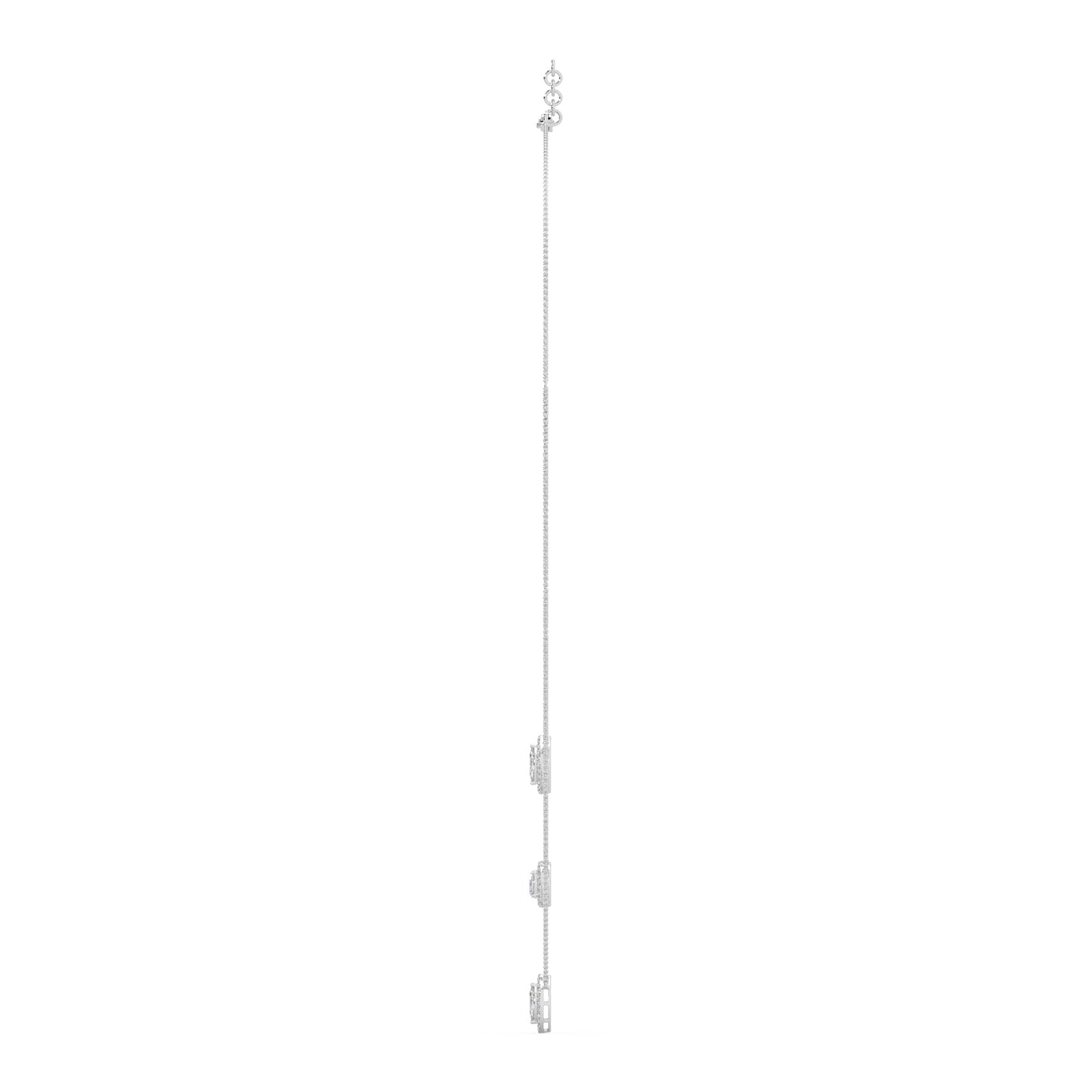 Guru Jewel's Fancy Diamond Studded Exclusive 3 Line Silver Pendent For Her