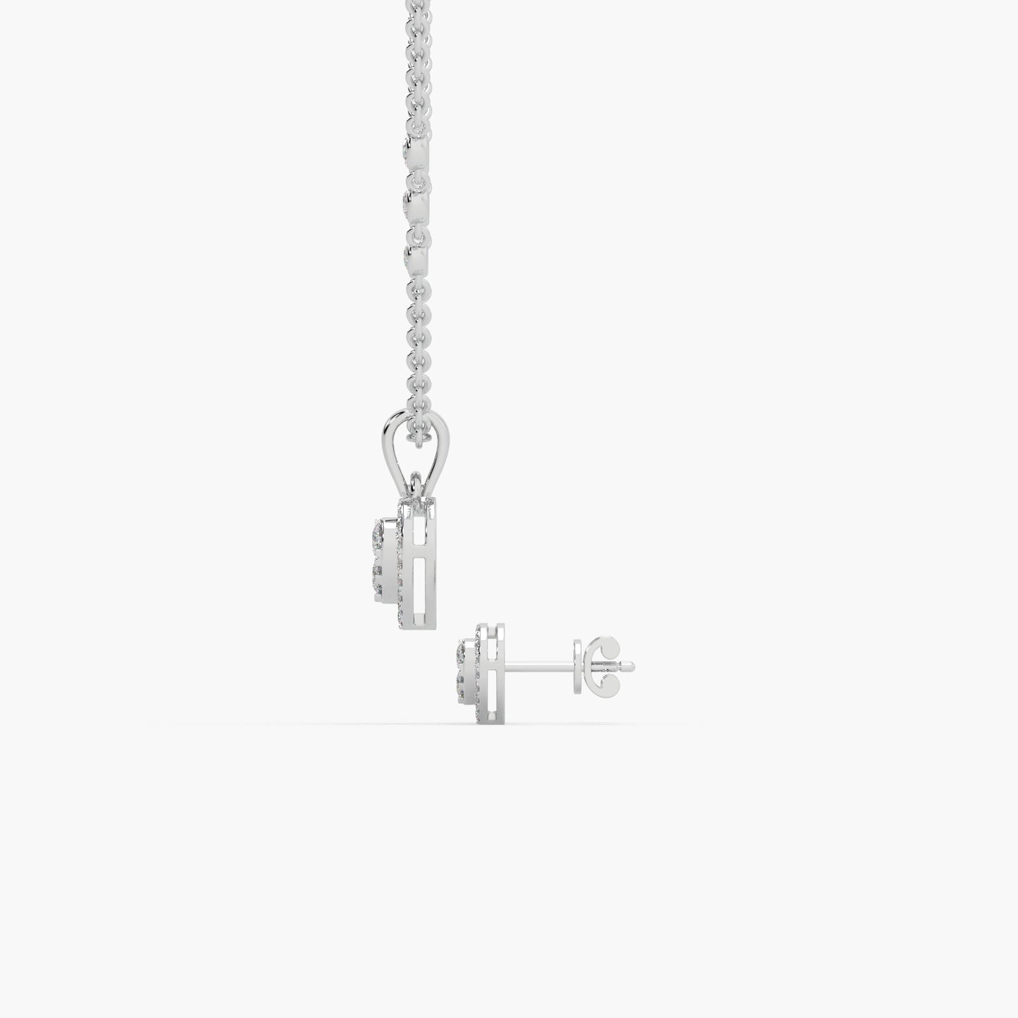 Guru Jewel's Astonishing Round Diamond Studded Silver Pendant Set For Her