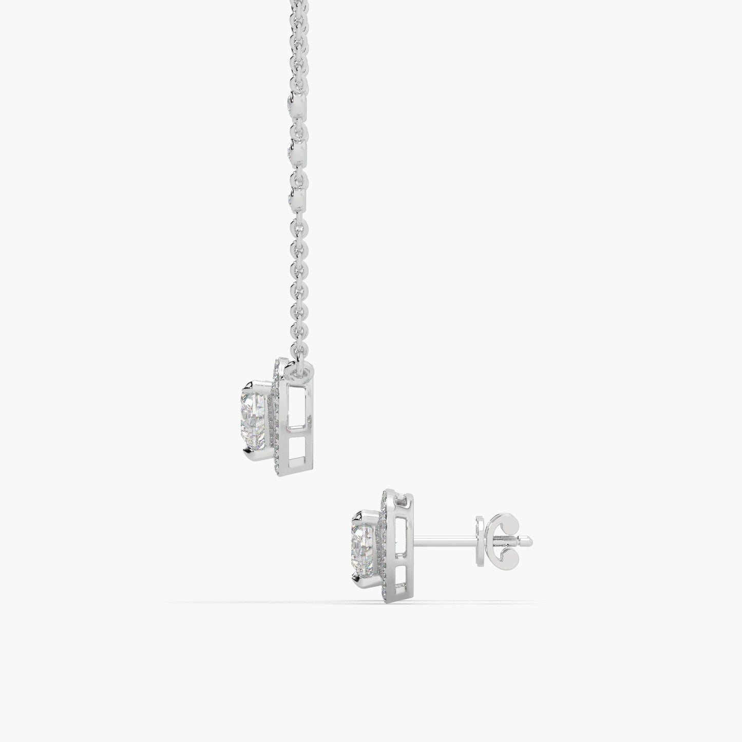 Guru Jewel's Fancy Heart Shaped Solitaire Diamond Studded Silver Pendant Set For Her