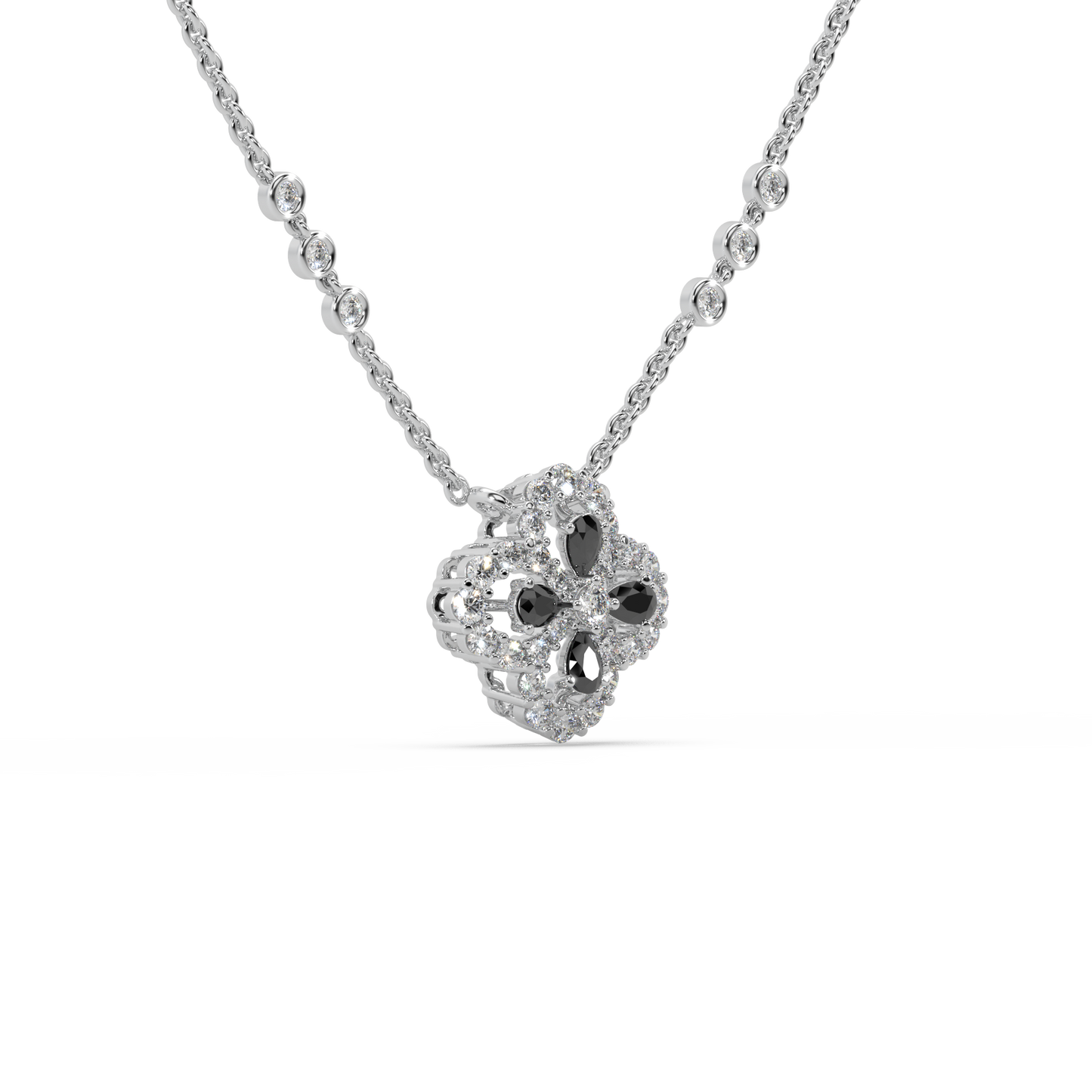 Fascinating 925 Silver And Round Diamond And Black Stone Studded Only Pendant