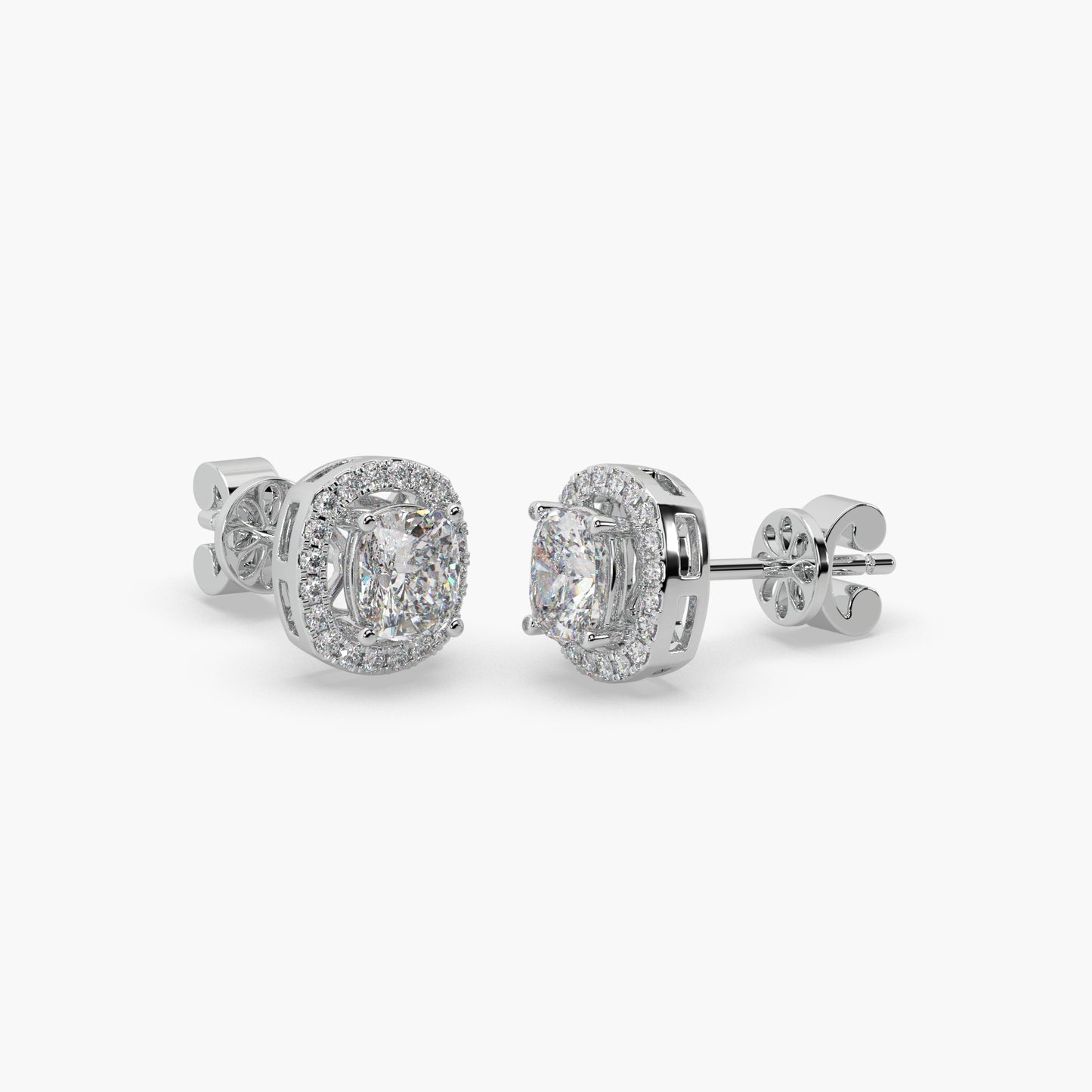 Guru Jewel's Fancy Cushion Shaped Diamond Studded Silver Earrings For Her