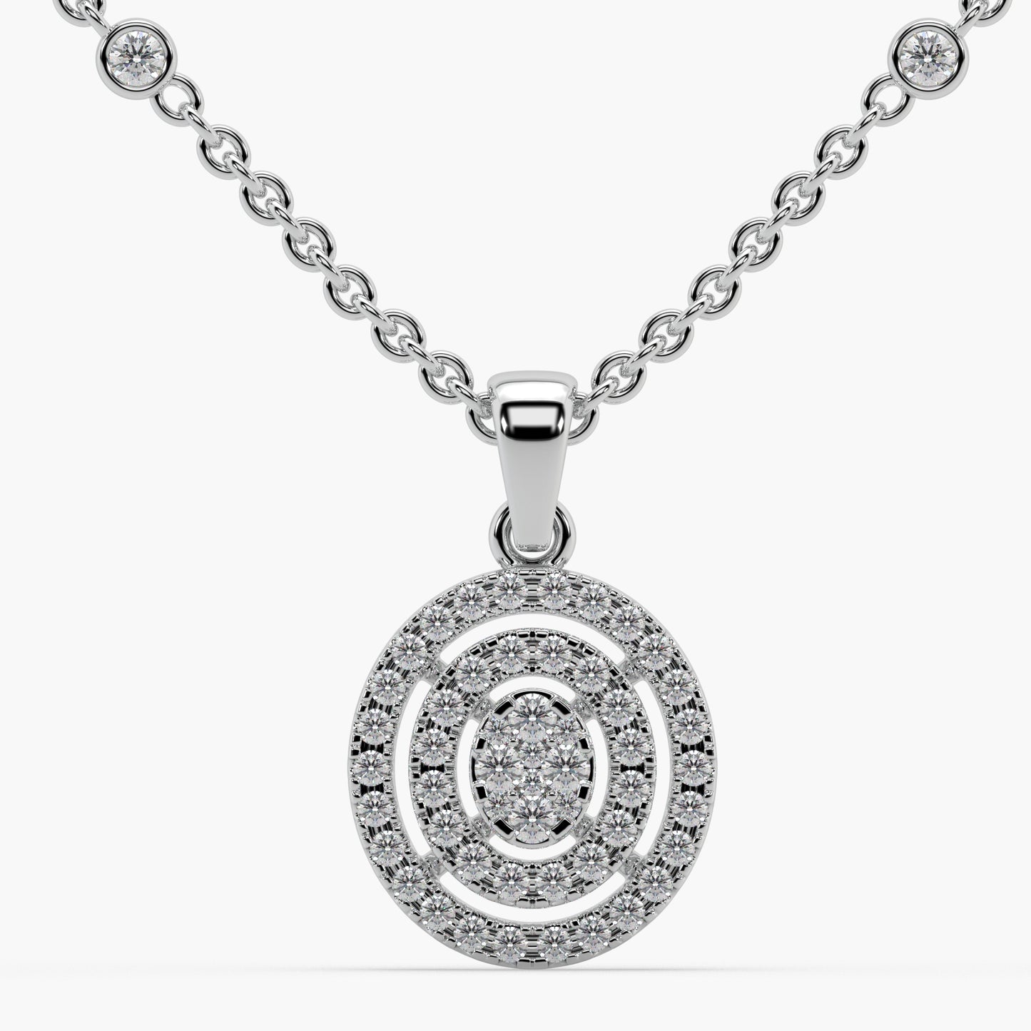 Guru Jewel's Prepossessing Diamond Studded Silver Only Pendant For Her
