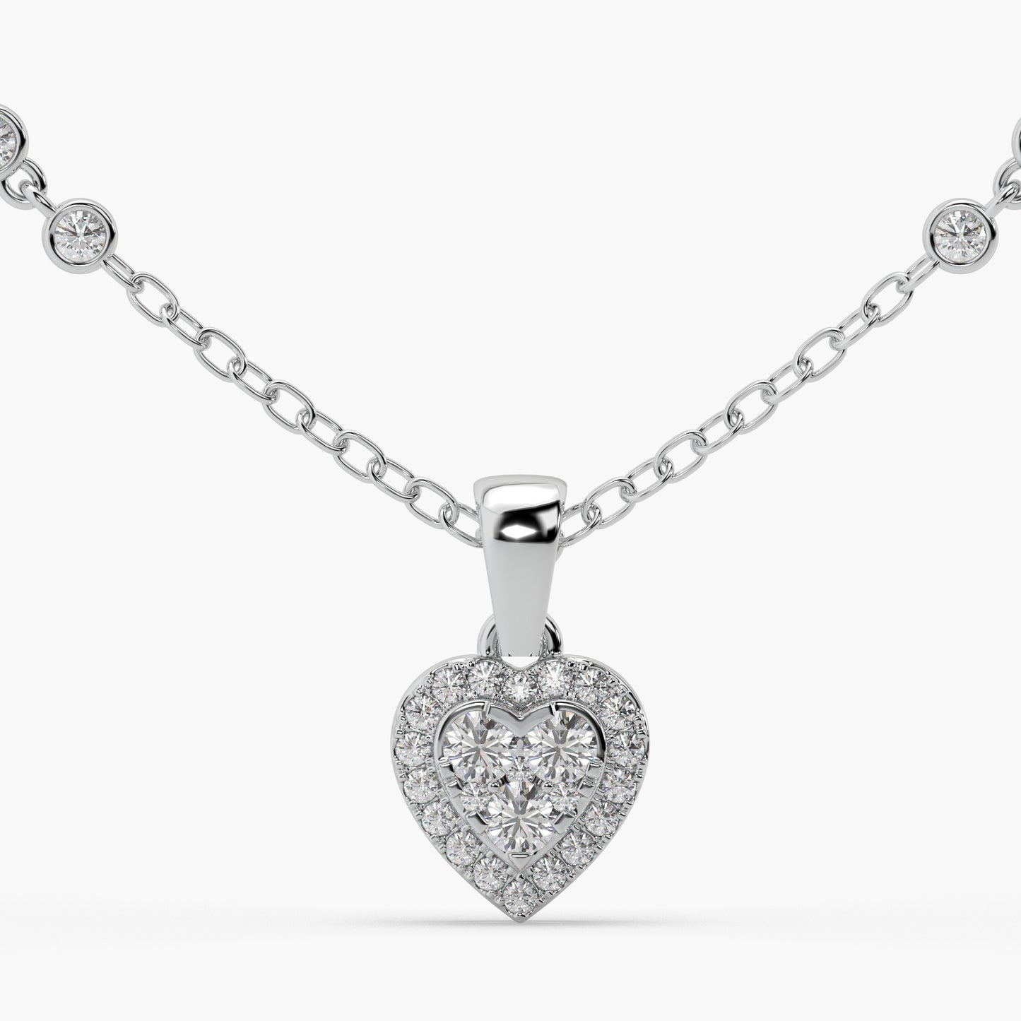 Guru Jewel's Attractive Diamond Studded In Silver Only Pendant For Her