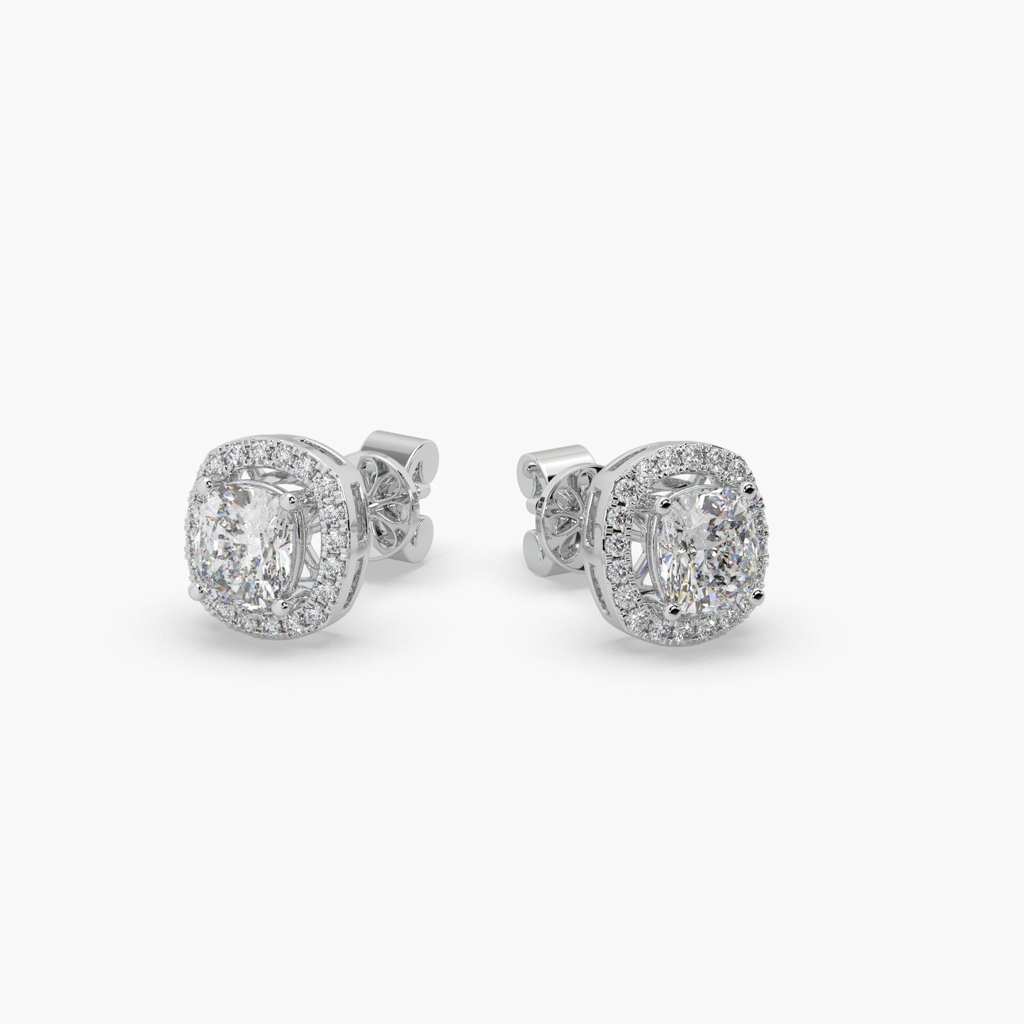 Guru Jewel's Fancy Cushion Shaped Diamond Studded Silver Earrings For Her