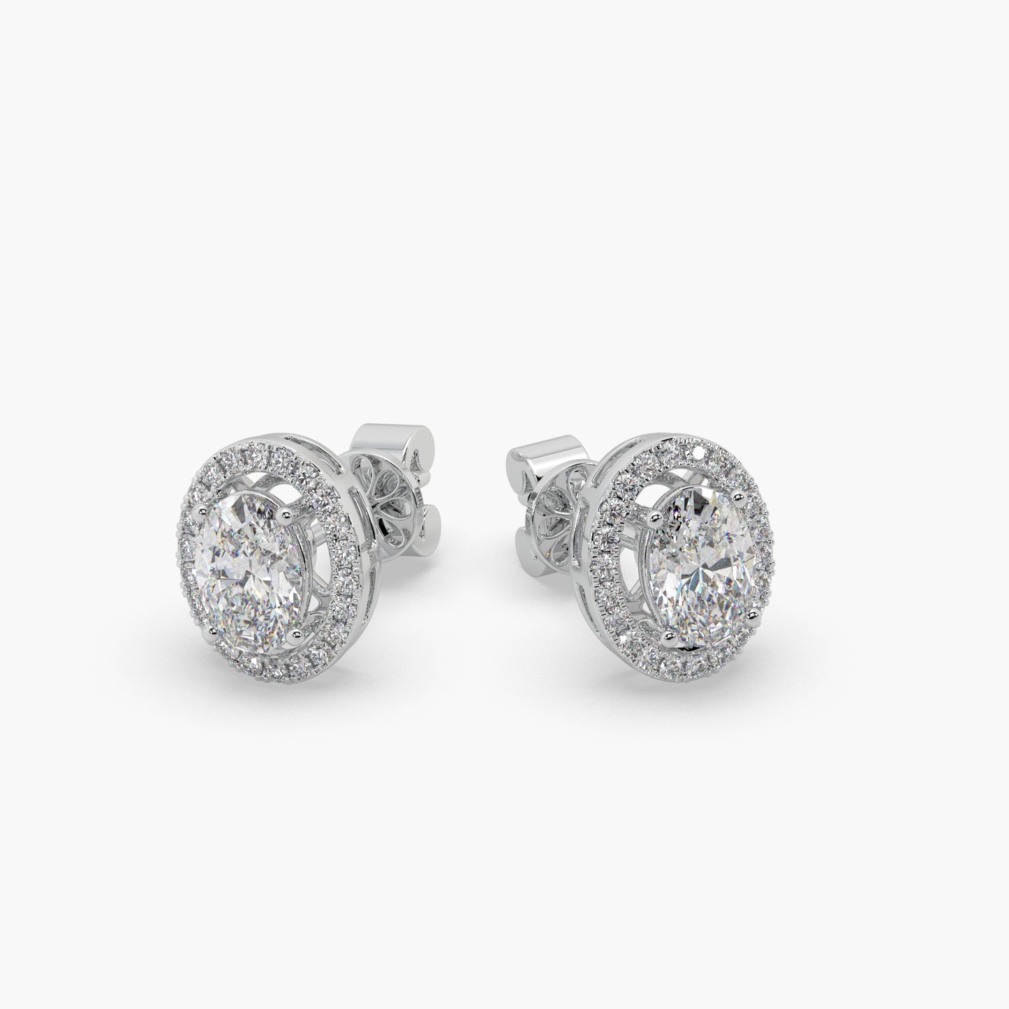 Guru Jewel's Ovel Shaped Fancy Diamond Studded Silver Earrings For Her