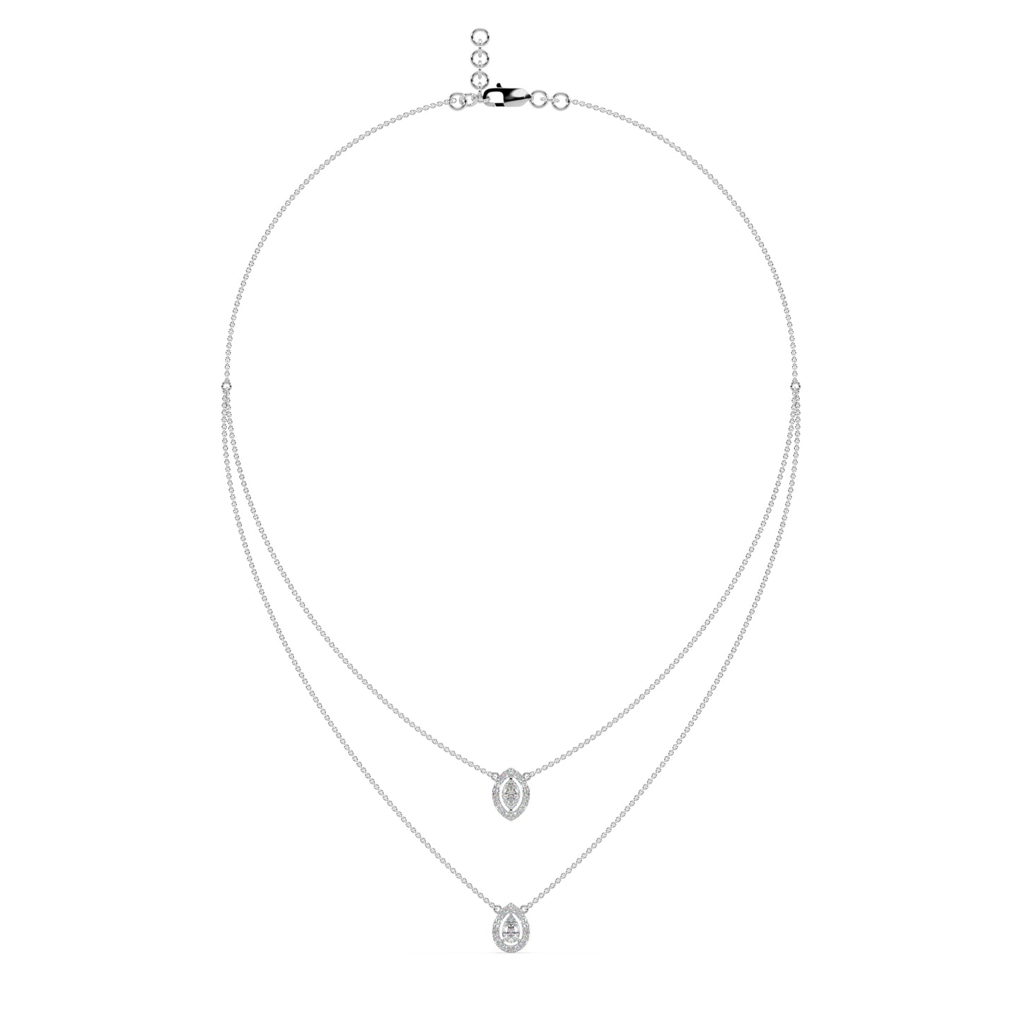 Guru Jewel's Fancy Diamond Studded Captivating Silver 2 Line Pendent For Her
