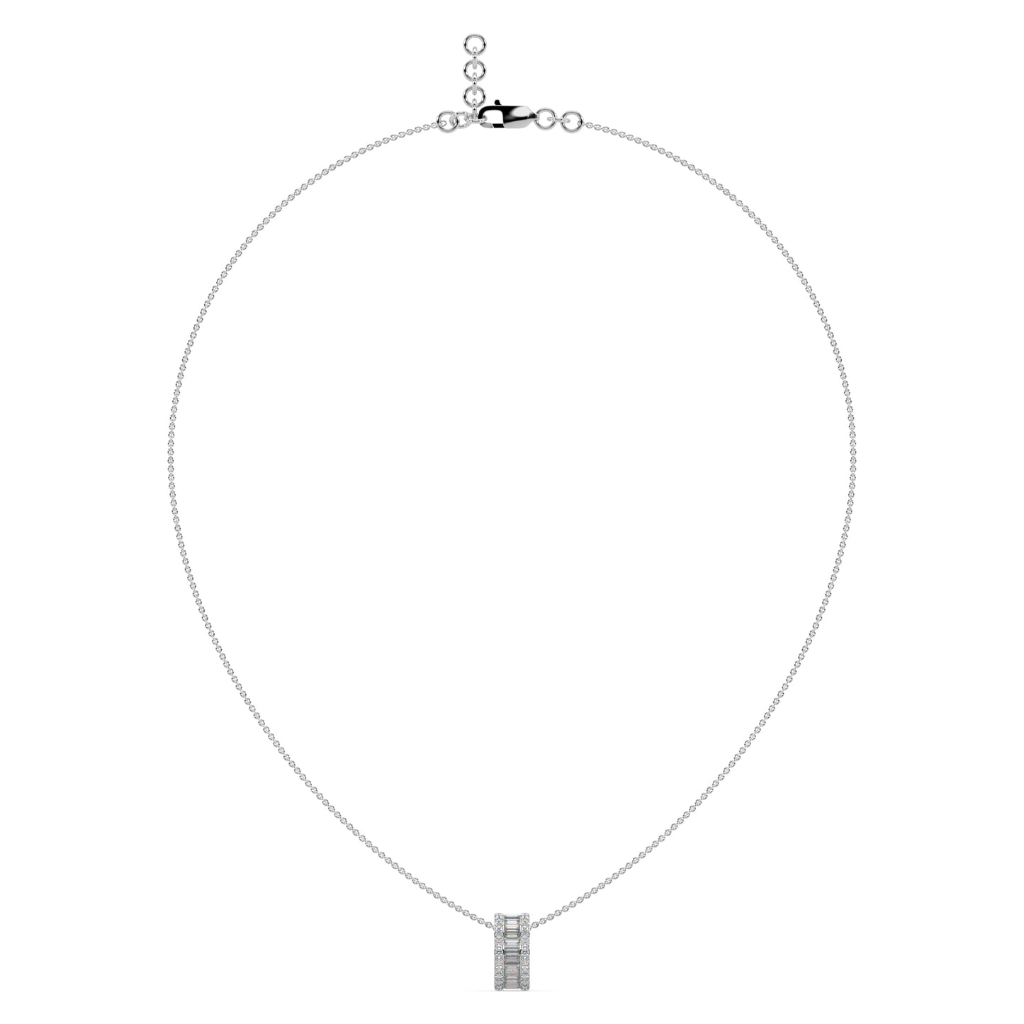 Guru Jewel's Round And Bugget Diamond Studded Beauteous Silver Pendent For Her