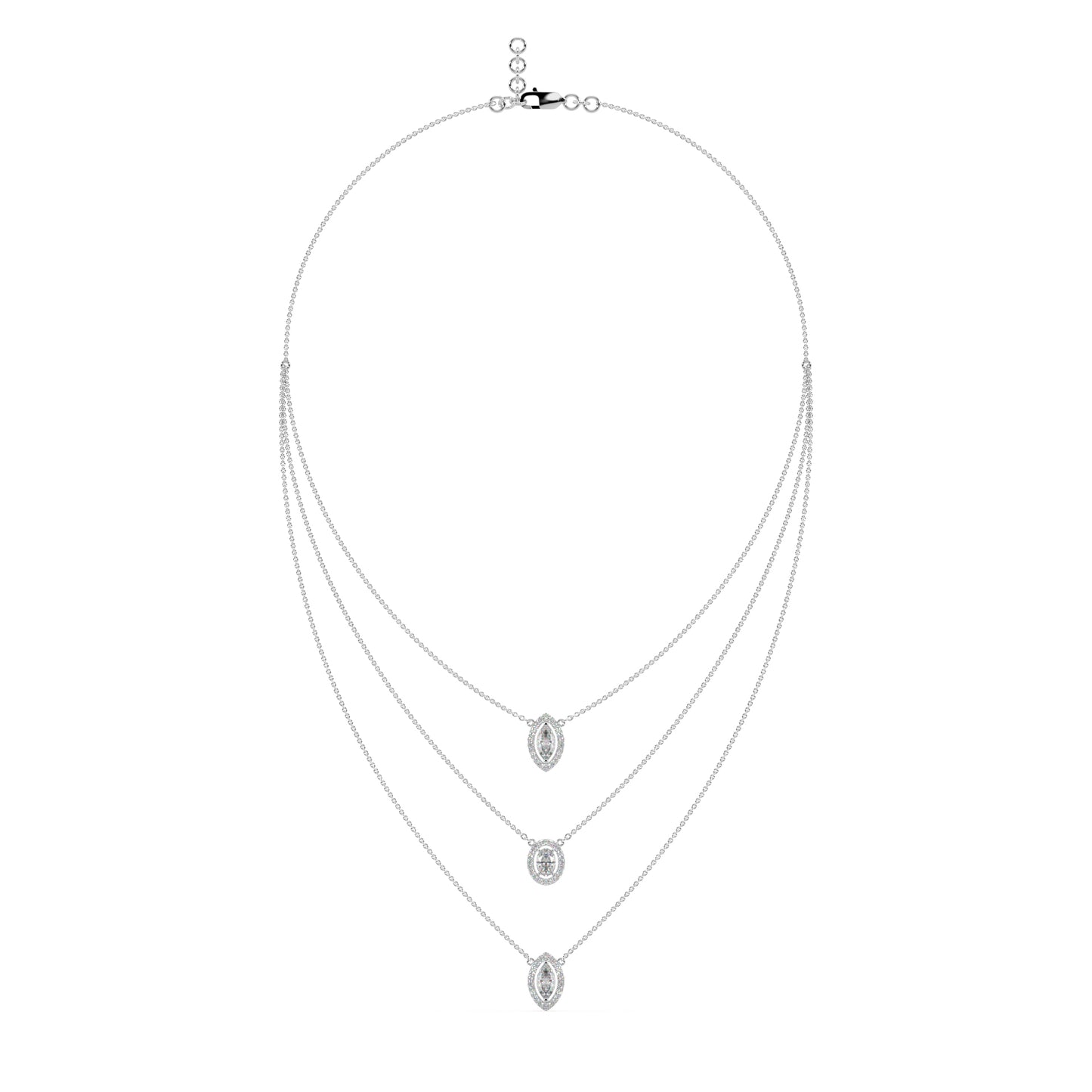 Guru Jewel's Fancy Diamond Studded Exclusive 3 Line Silver Pendent For Her