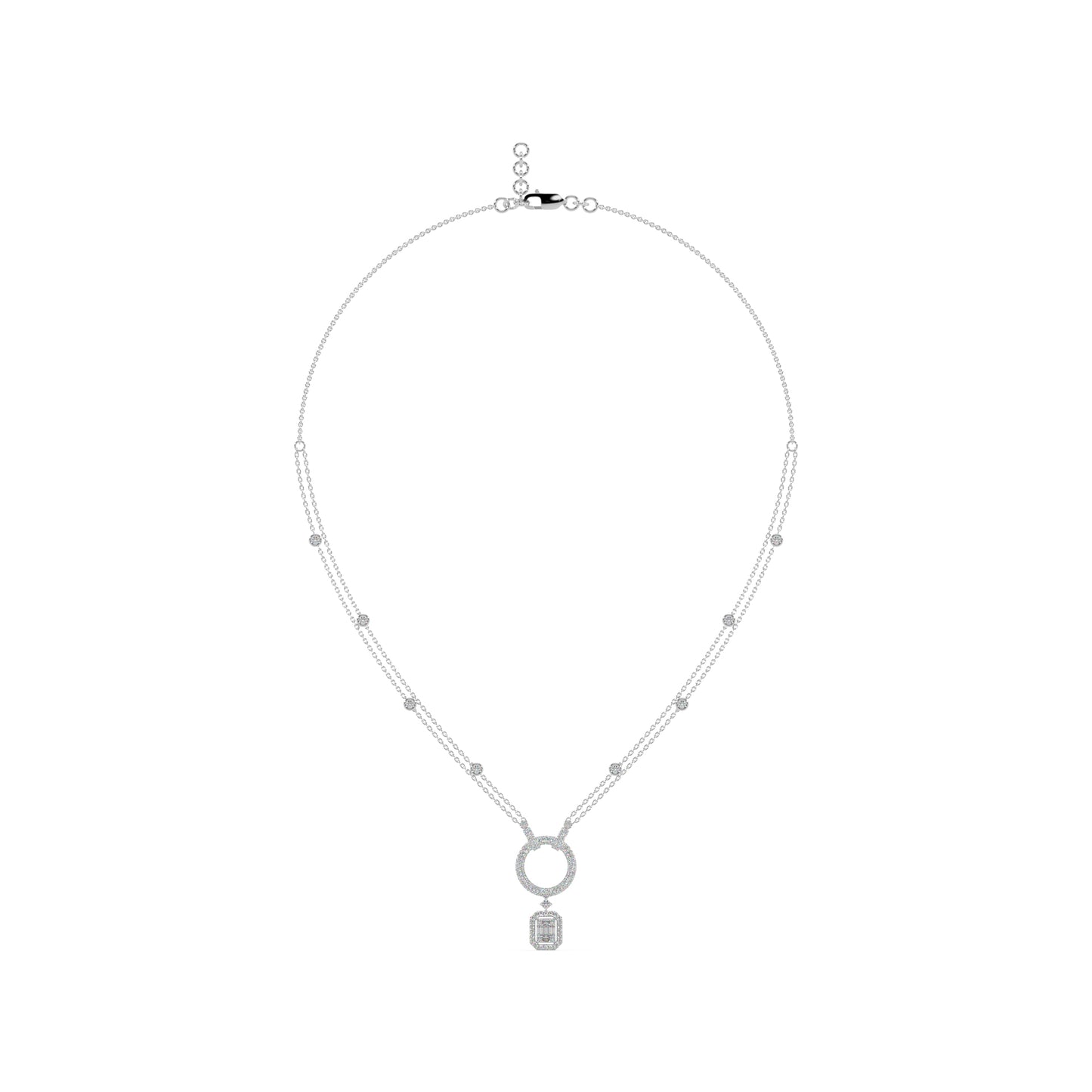 Guru Jewel's Round Diamond Studded Glamorous Silver Pendent For Her