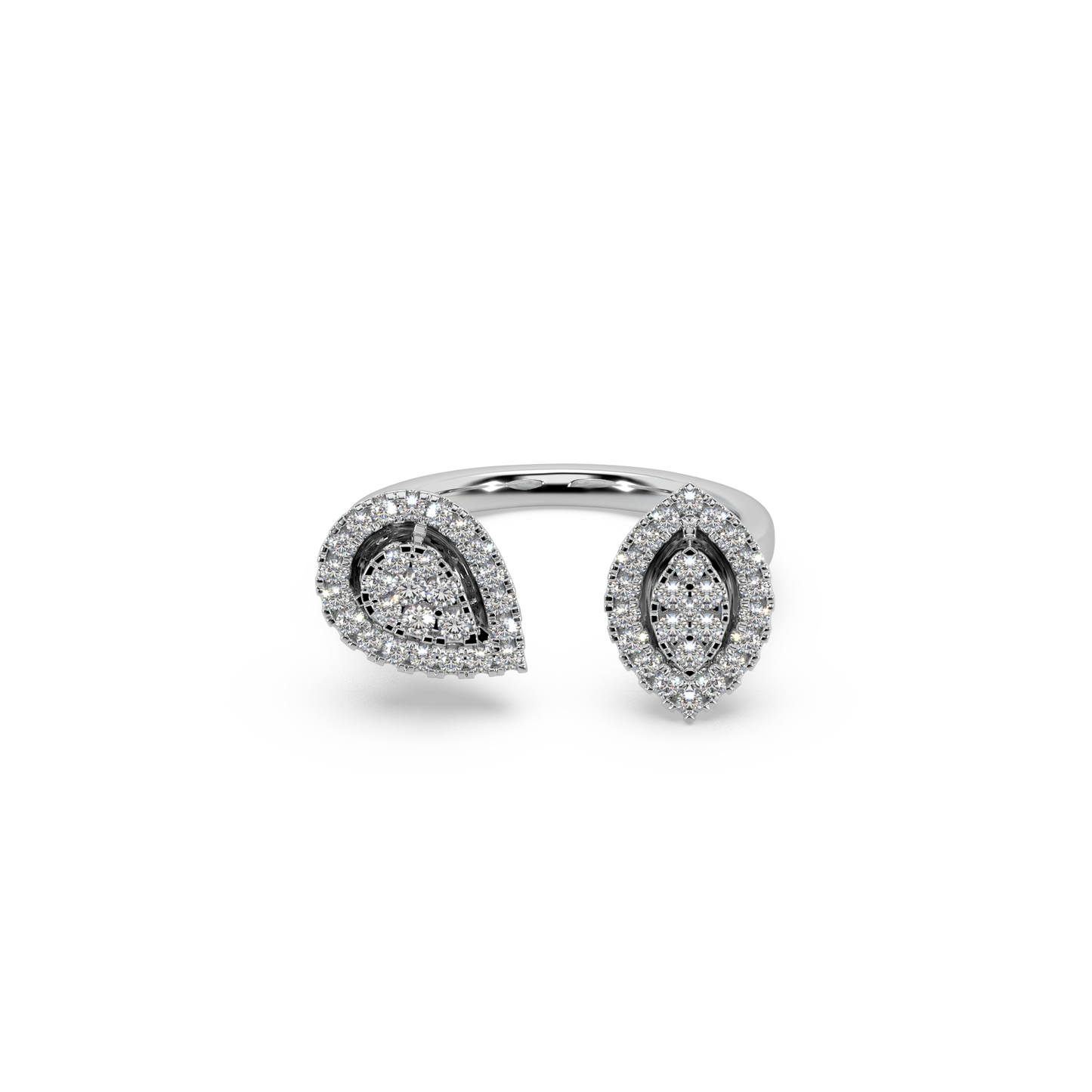 Attractive Twin Style 925 Silver And Diamond Studded Ladies Ring For Her