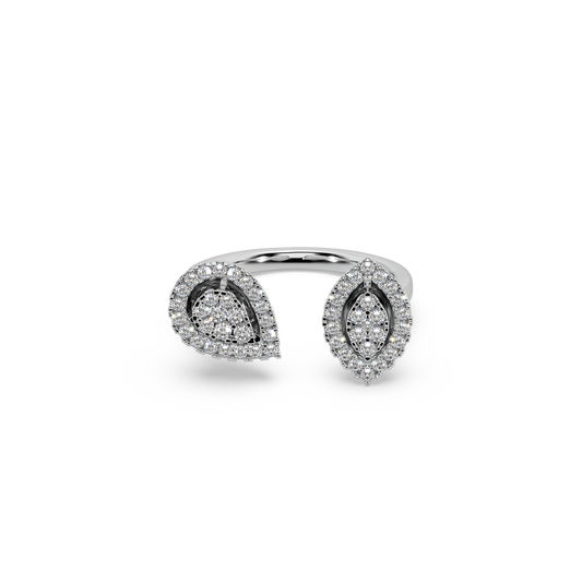 Attractive Twin Style 925 Silver And Diamond Studded Ladies Ring For Her
