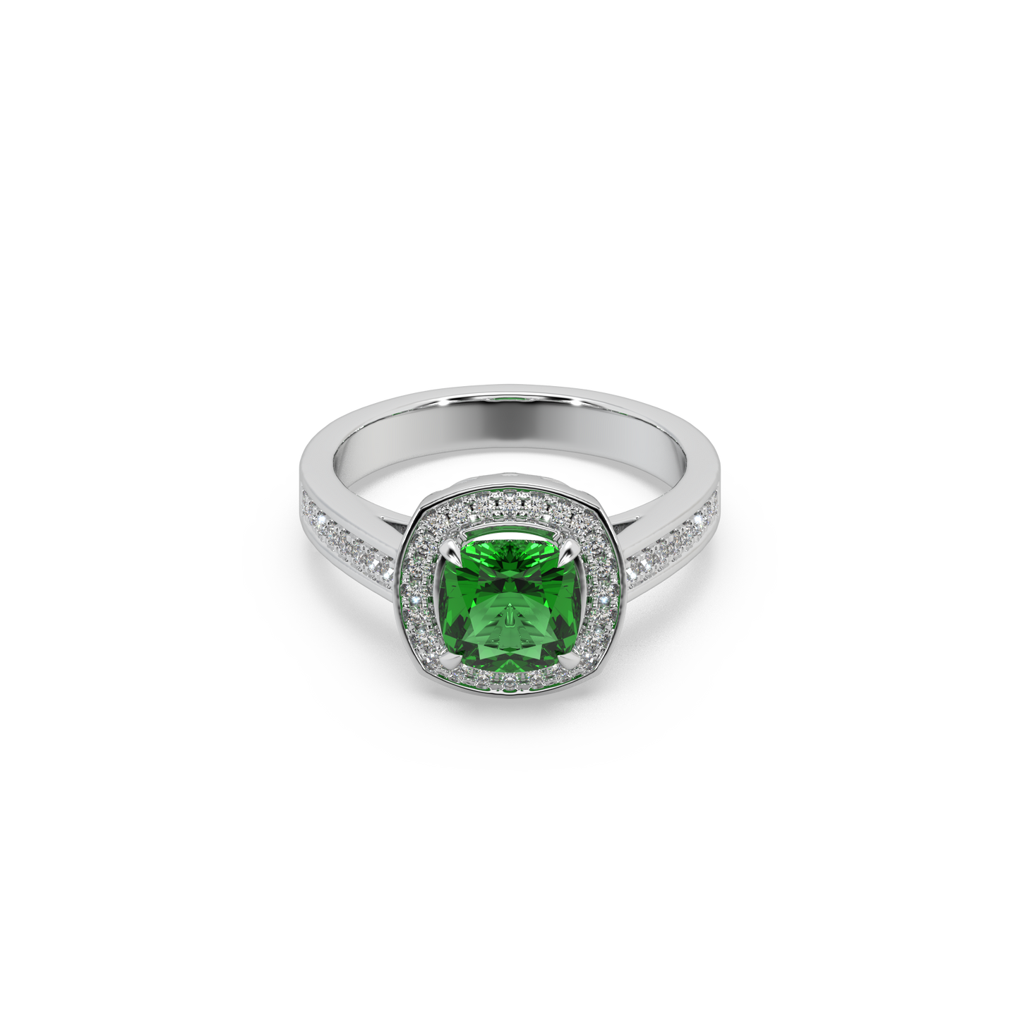 Green Stone Studded 925 Silver Ladies Ring For Her