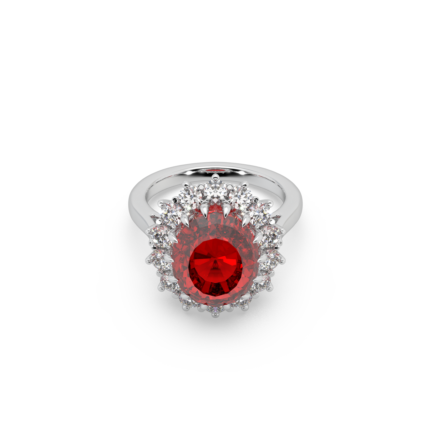 925 Silver Red Stone Ladies Ring For Her