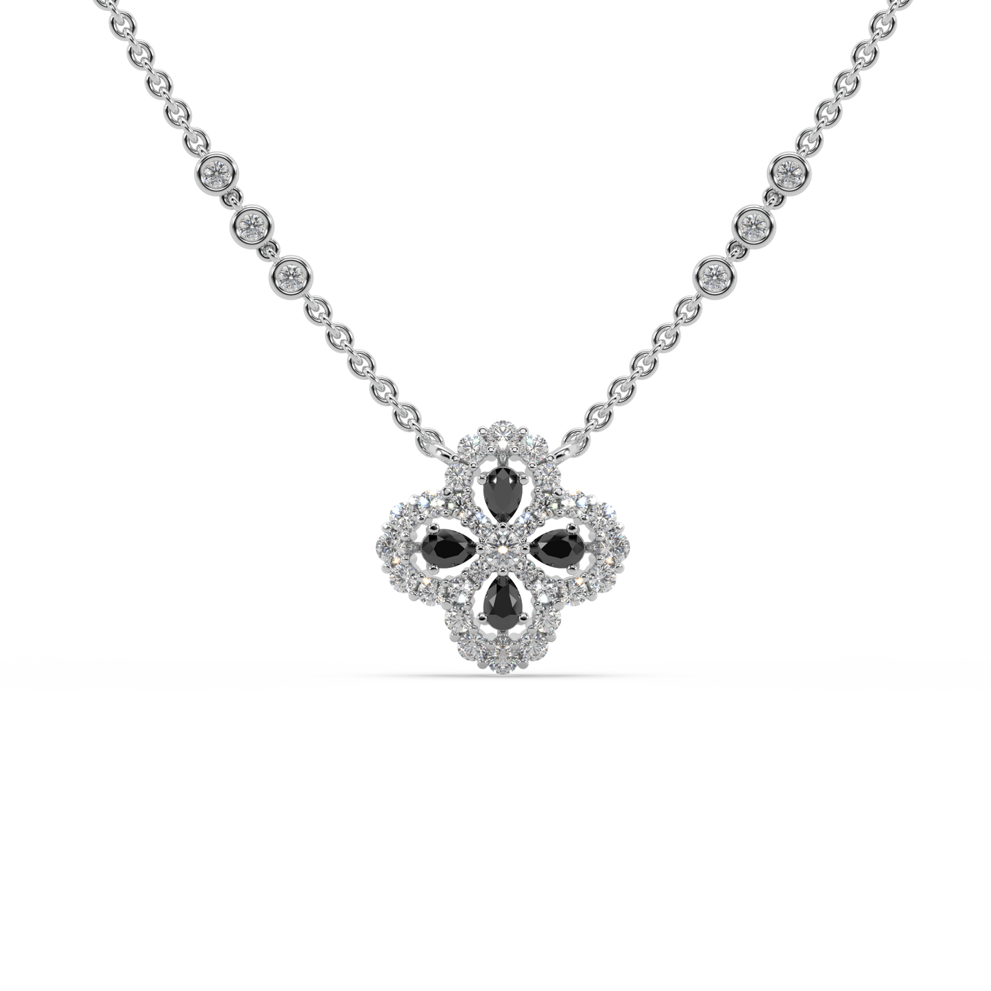 Fascinating 925 Silver And Round Diamond And Black Stone Studded Only Pendant