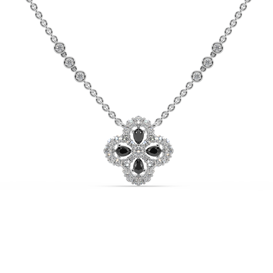 Fascinating 925 Silver And Round Diamond And Black Stone Studded Only Pendant