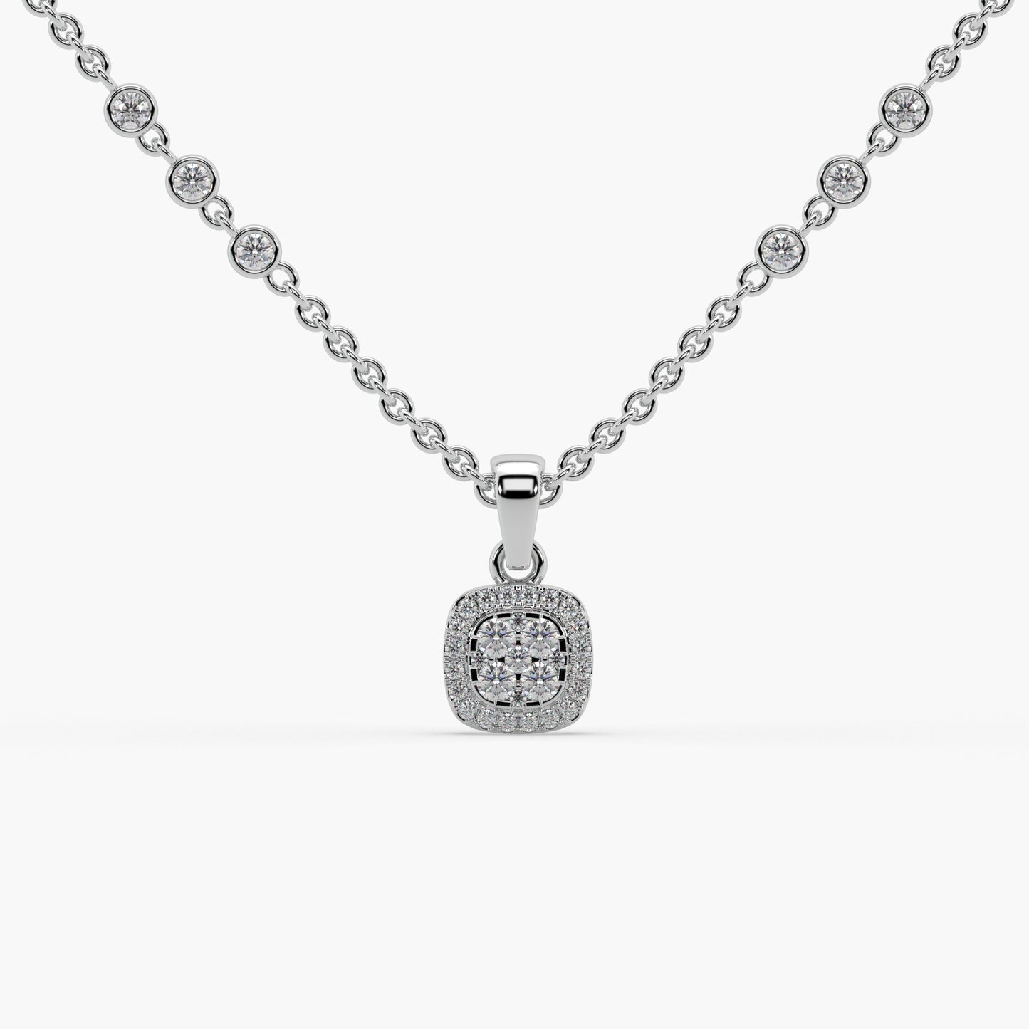 Guru Jewel's Impressive Diamond Studded Silver Only Pendant For Her