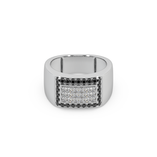 Guru Jewel's Round Diamond And Black Stone Studded Ring For Him